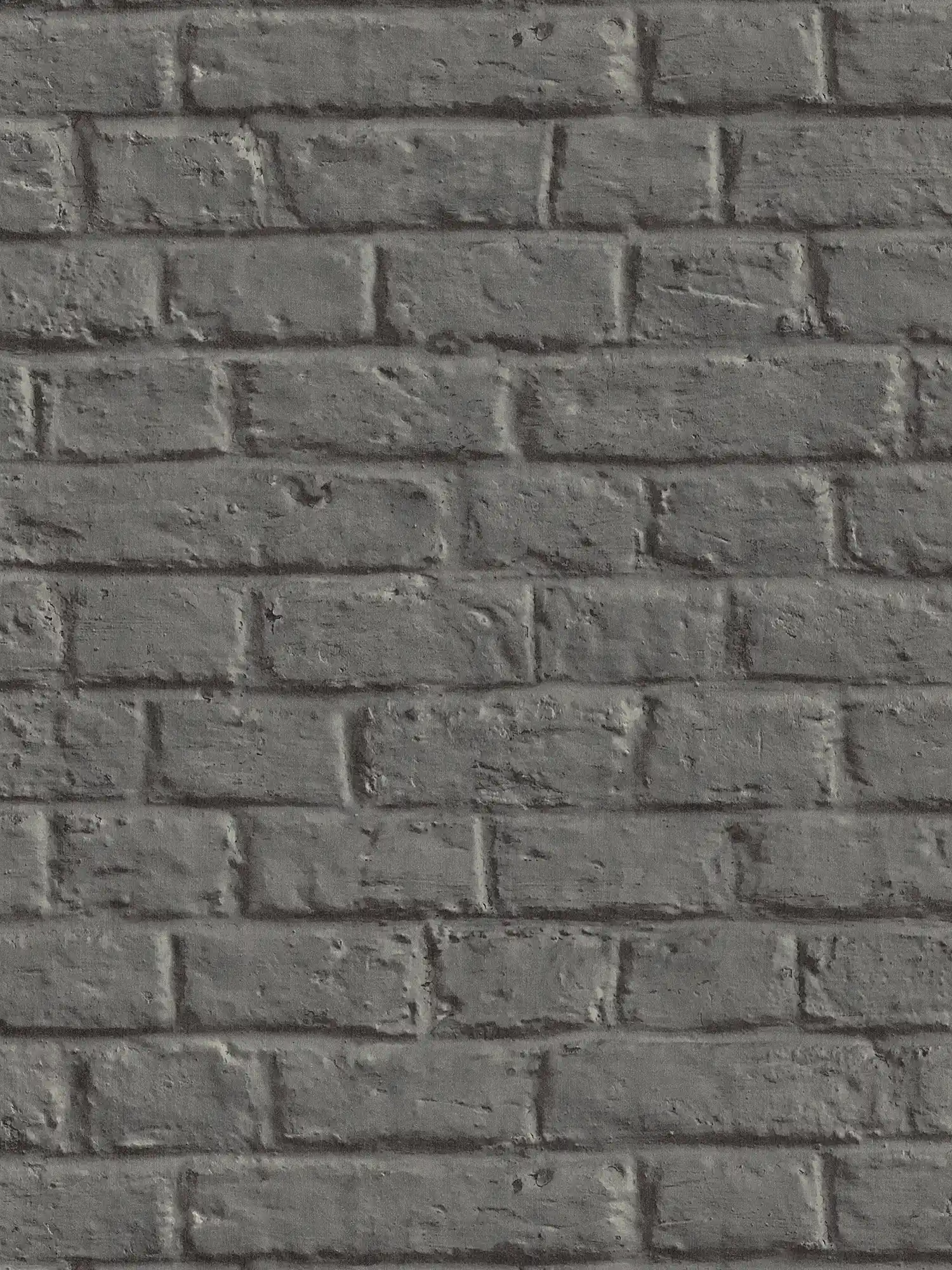Stone wallpaper smooth brick look - grey, black
