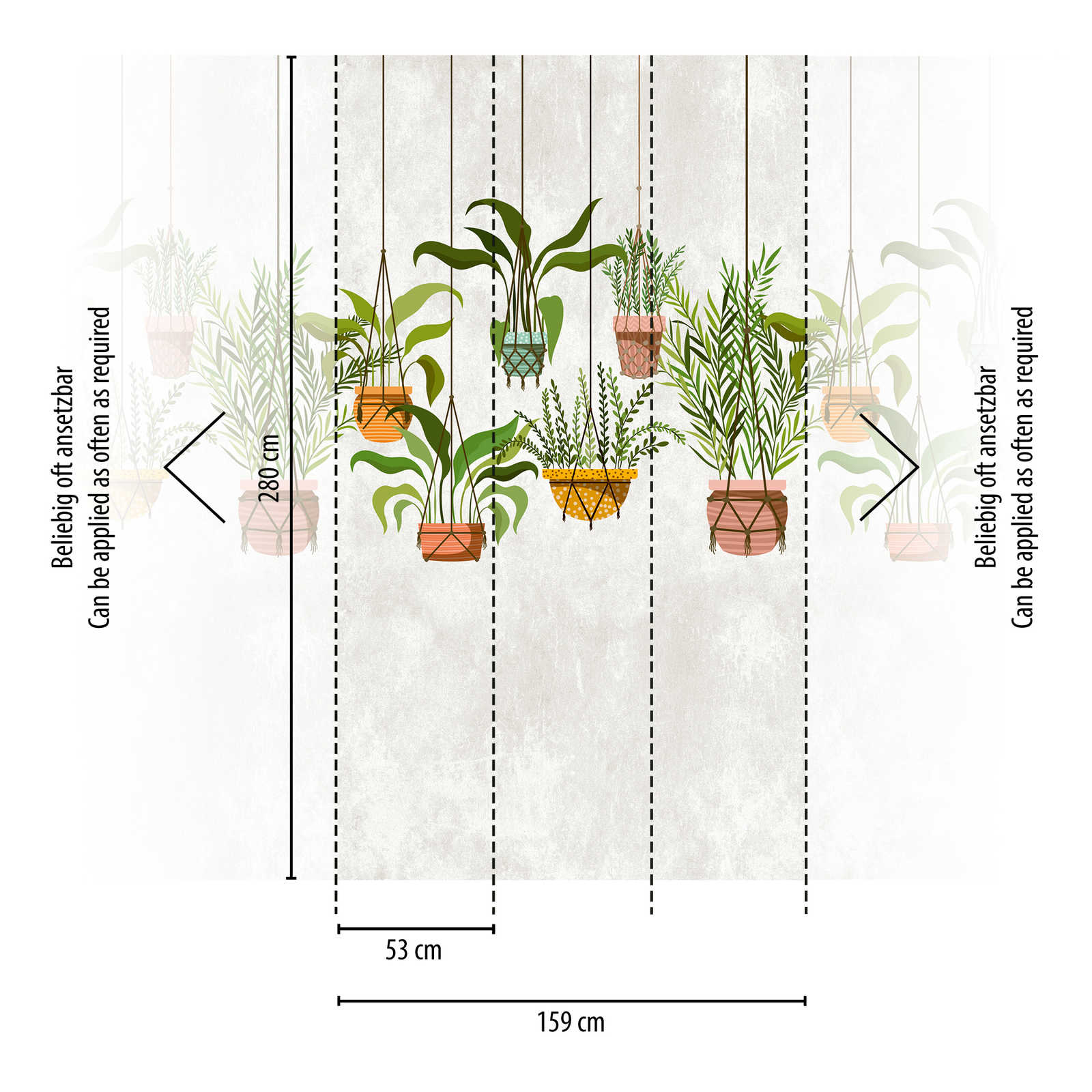             papier peint nouveauté | papier peint à motifs plantes suspendues décor botanique
        