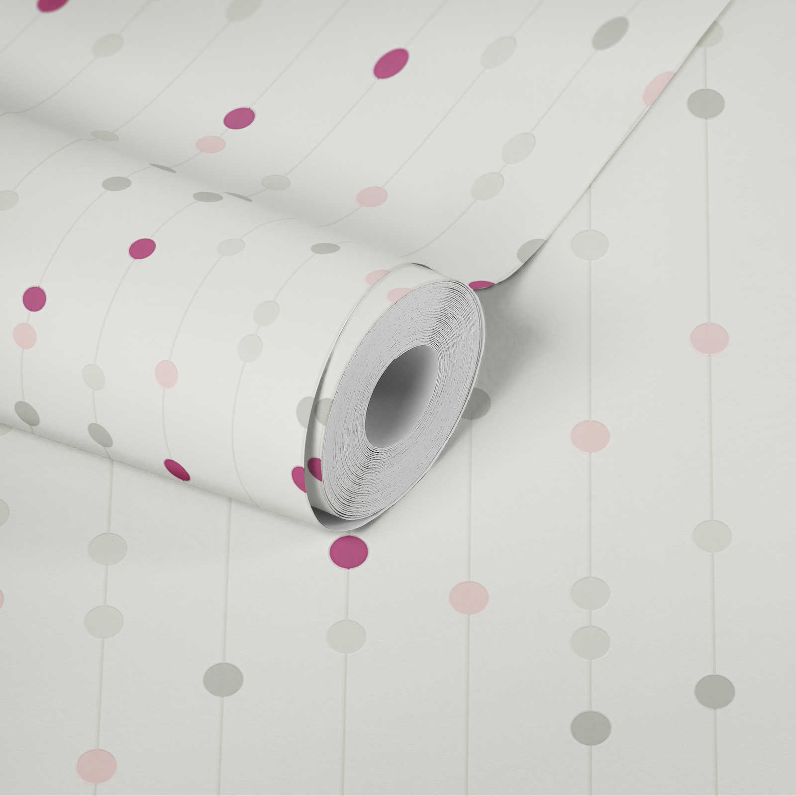             Purple dotted non-woven wallpaper with metallic effect - red, beige, white
        