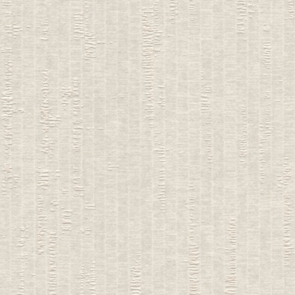             Crème wit patroonbehang met subtiele stoflook - Wit
        