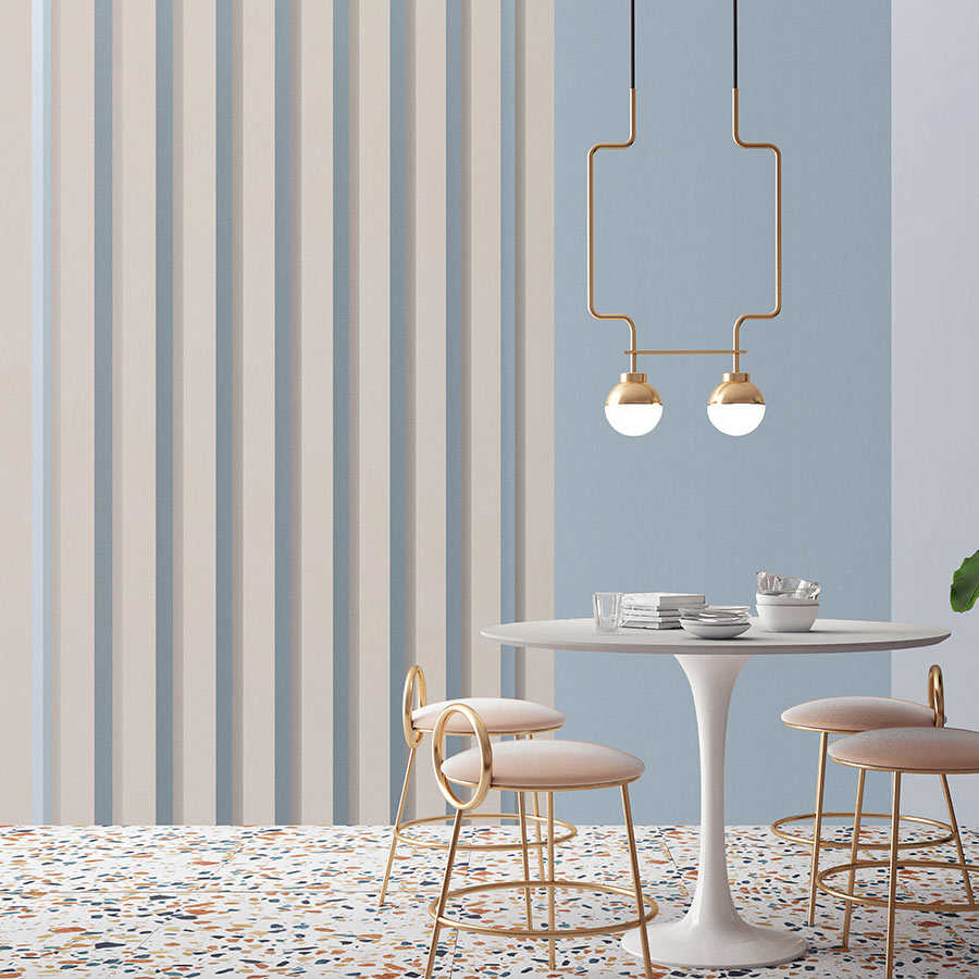 Illusion Room 2 - wall mural 3D stripes design in blue & grey
