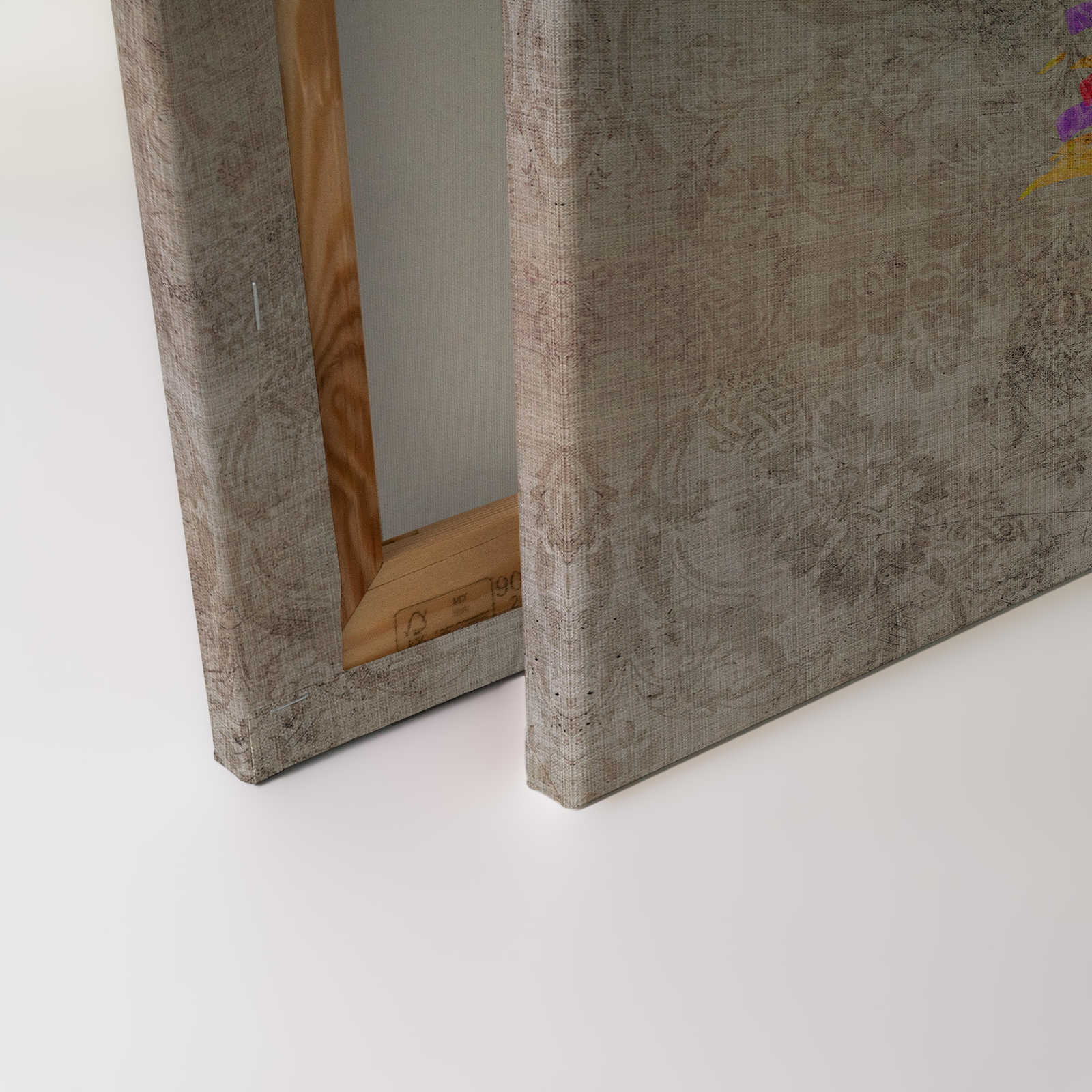             Pavo real 1 - Cuadro en lienzo de estructura de lino natural con pavo real en colores neón - 0,90 m x 0,60 m
        