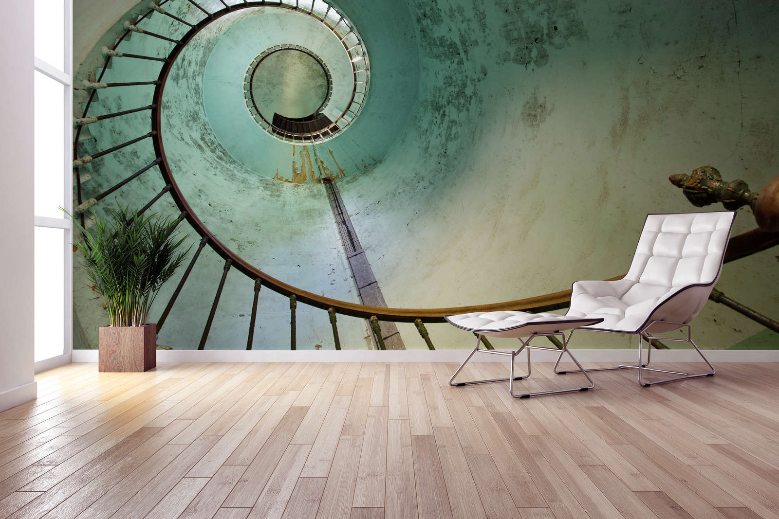             Photo wallpaper old staircase with spiral staircase - Premium smooth fleece
        