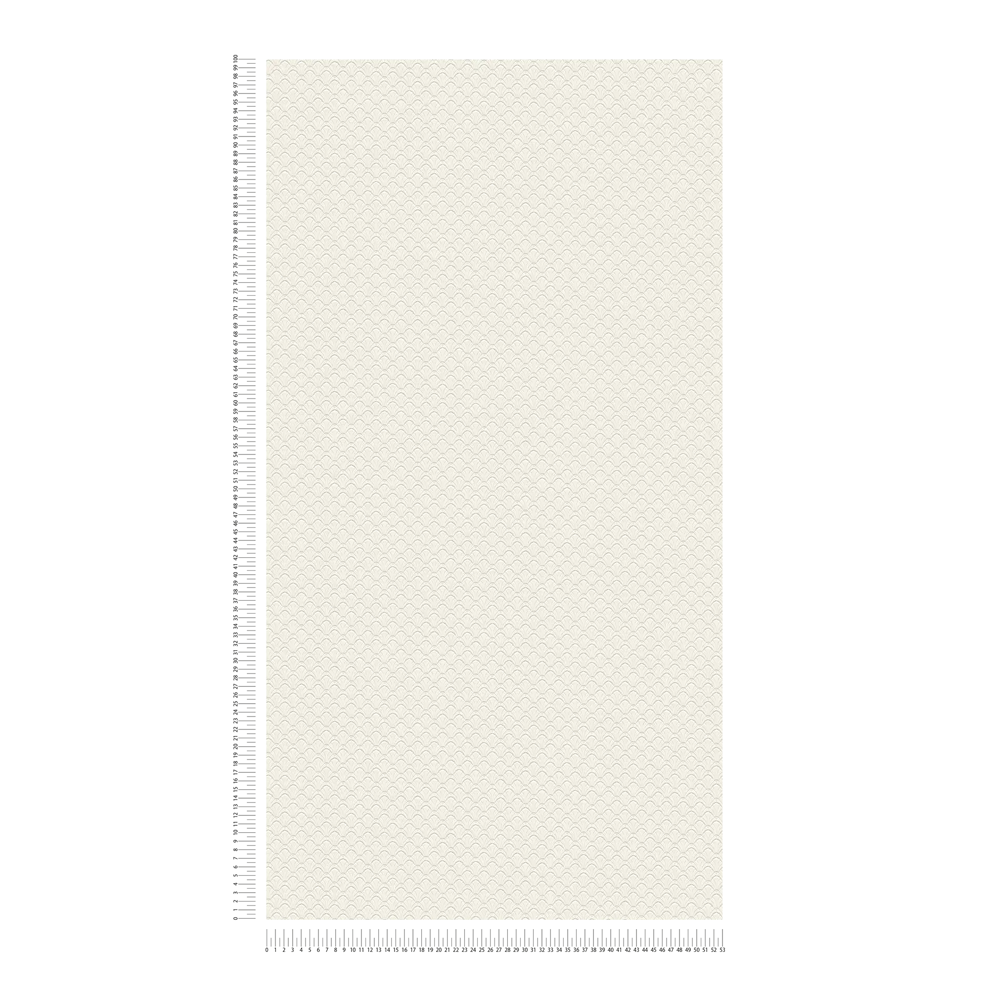             Papier peint motifs structurés en filigrane sur le thème des coquillages - crème, blanc
        