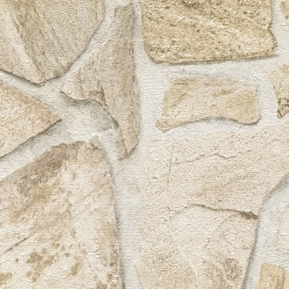             Papier peint mur de pierre avec aspect 3D - beige, marron
        
