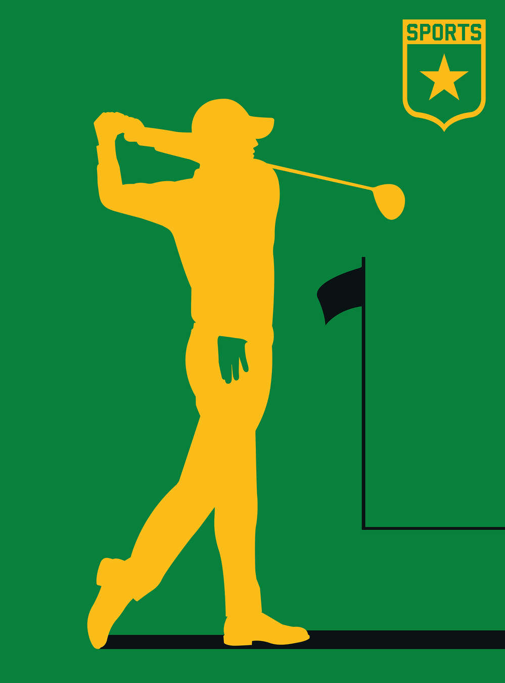             Muurschildering Sport Golf Motief Speler Icoon
        