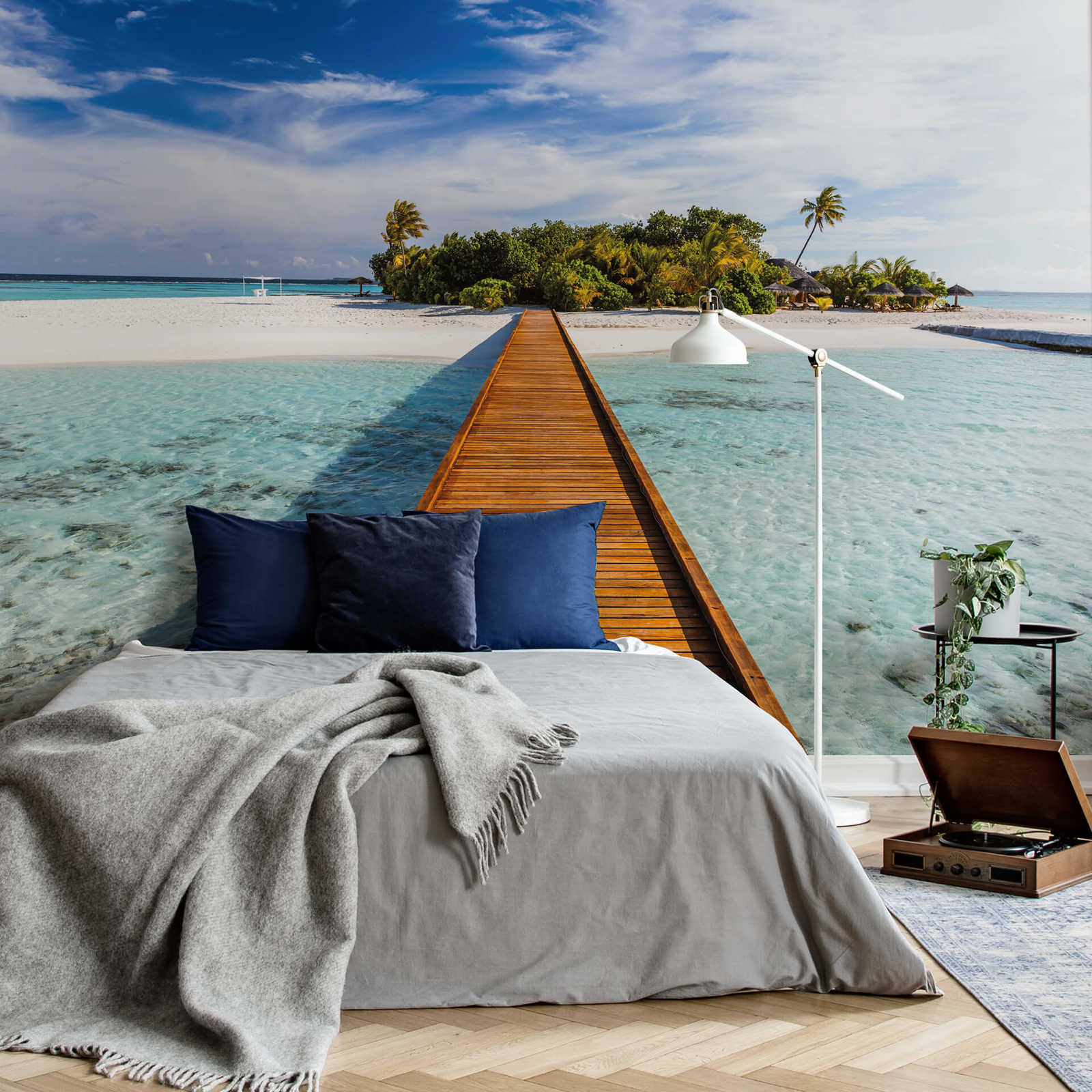             Papier peint panoramique Mer du Sud île de vacances avec palmiers
        