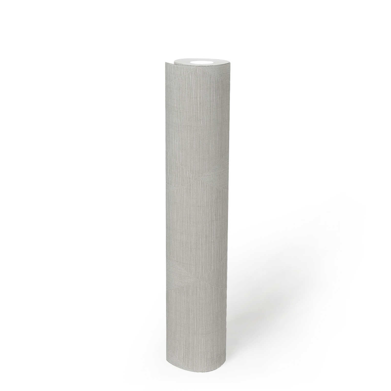             Retro behang met metalen structuur design - grijs, wit
        