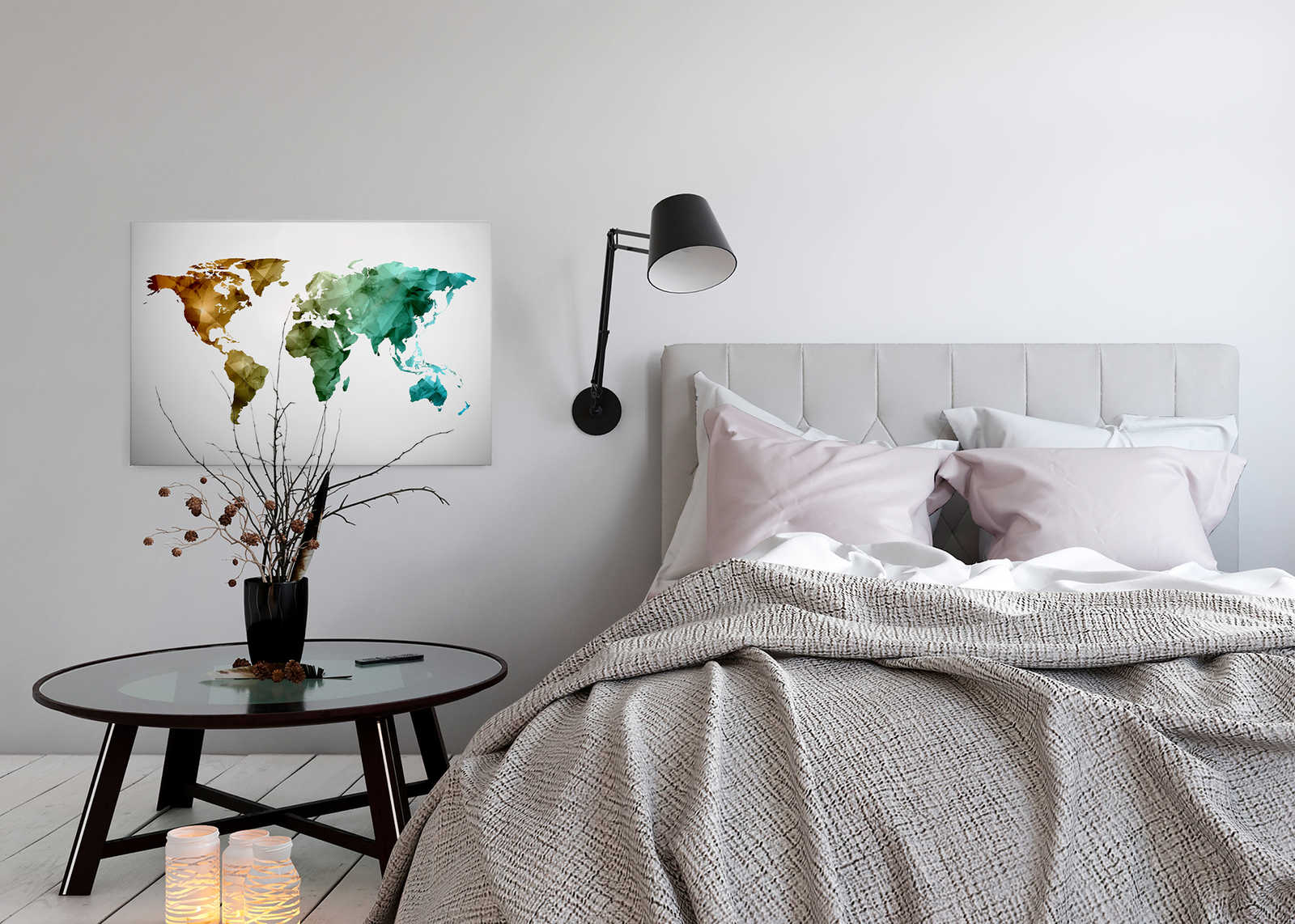             Tela con mappa del mondo realizzata con elementi grafici | WorldGrafic 1 - 0,90 m x 0,60 m
        