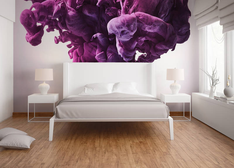             Abstract mural patterned - purple, white
        