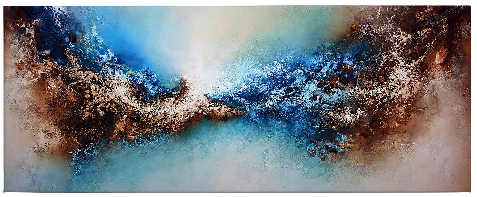             Panoramisch schilderij Fedrau "Blended 02" Galaxy in blauw, bruin, wit - 1.00 m x 0.40 m
        