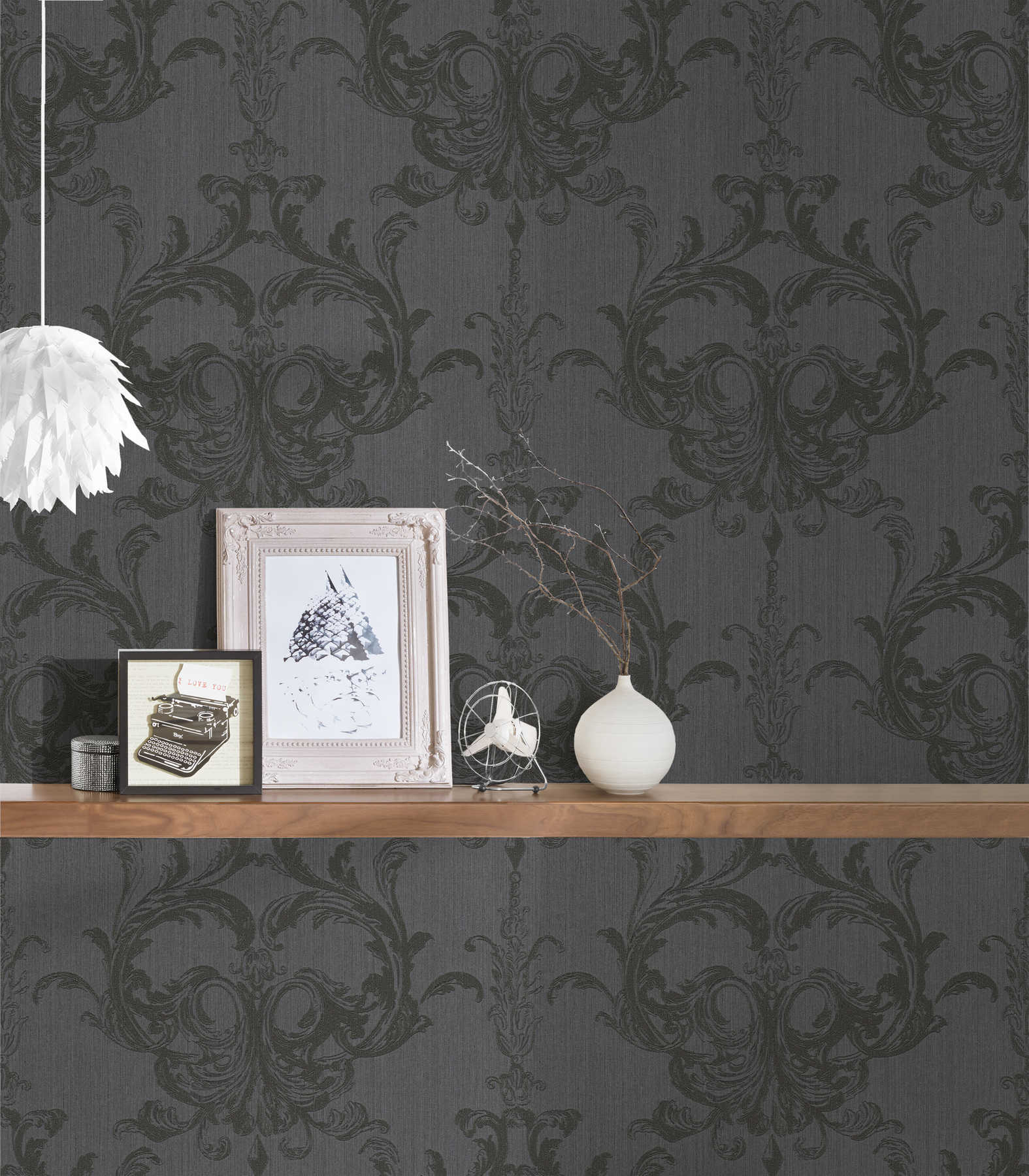             Ornament wallpaper detailed with textured pattern - brown
        