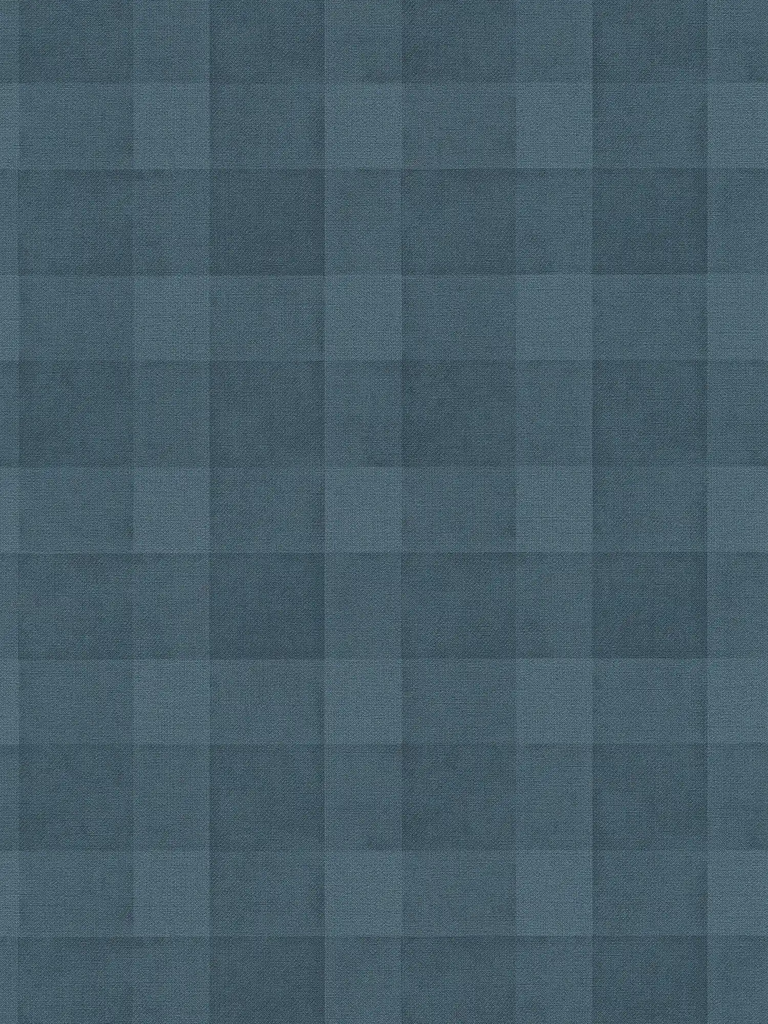 PVC-free wallpaper with graphic check pattern - blue
