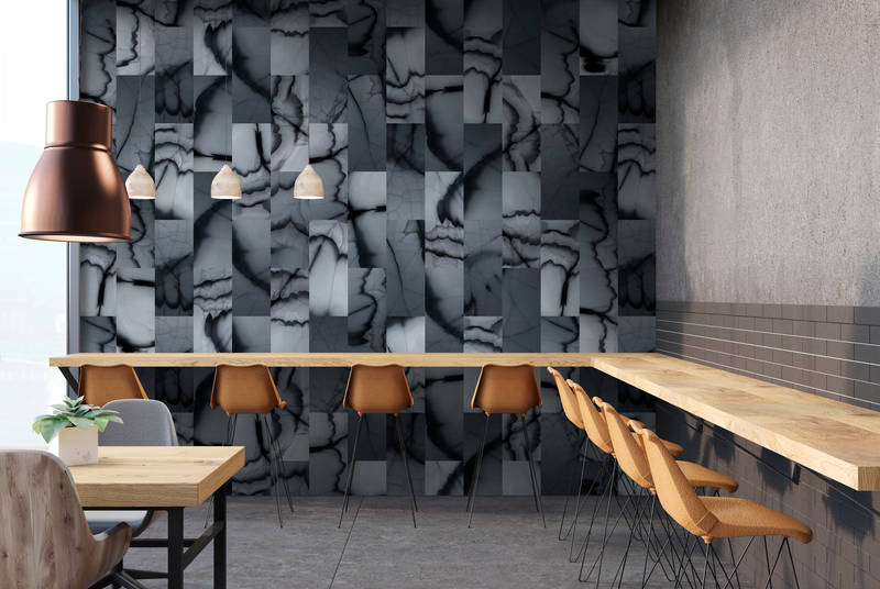             Cut stone 2 - Photo wallpaper with stone look abstract - Blue, Grey | Matt smooth fleece
        