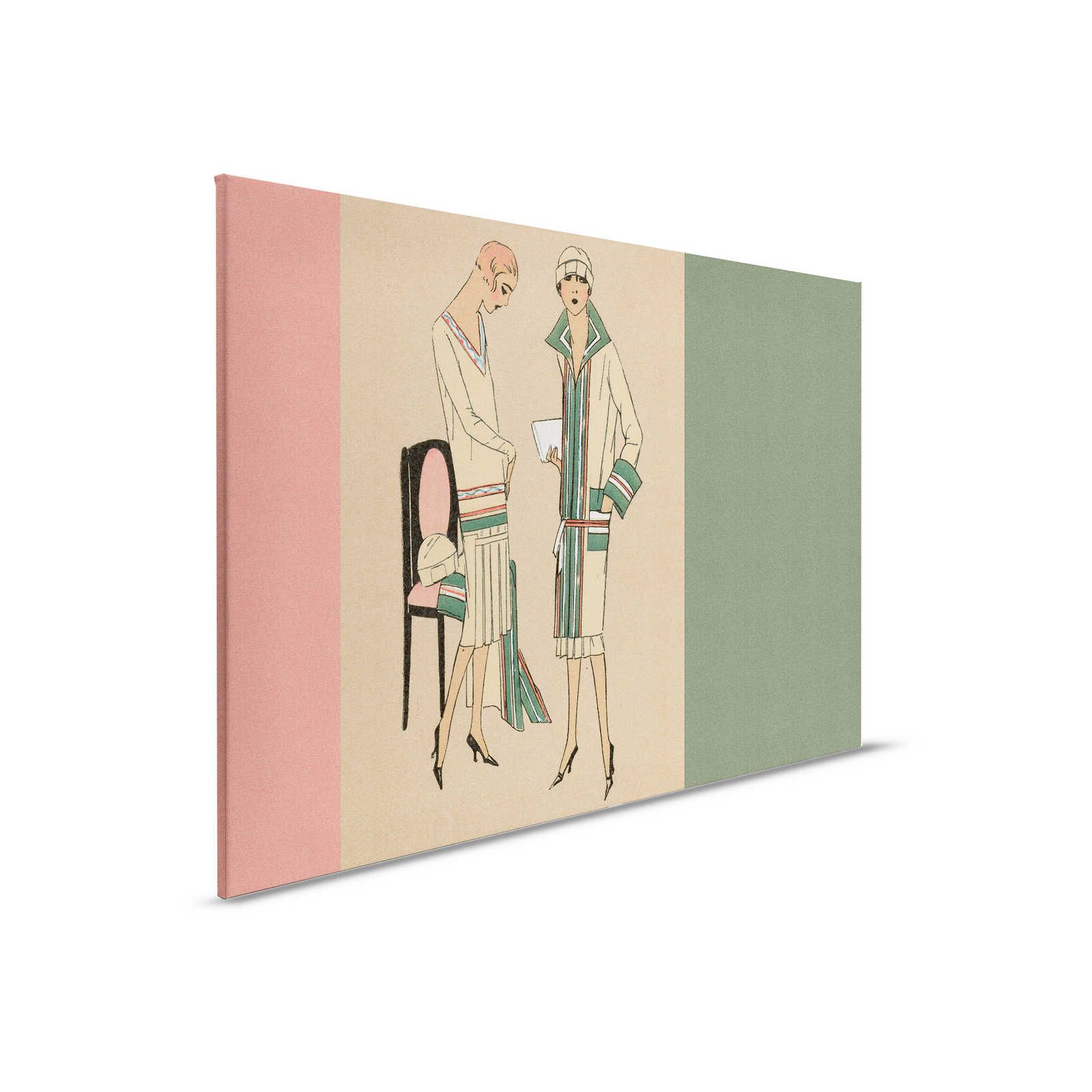 Parisienne 1 - Canvas schilderij kunstprint Kleding Twentiers Stijl - 0,90 m x 0,60 m
