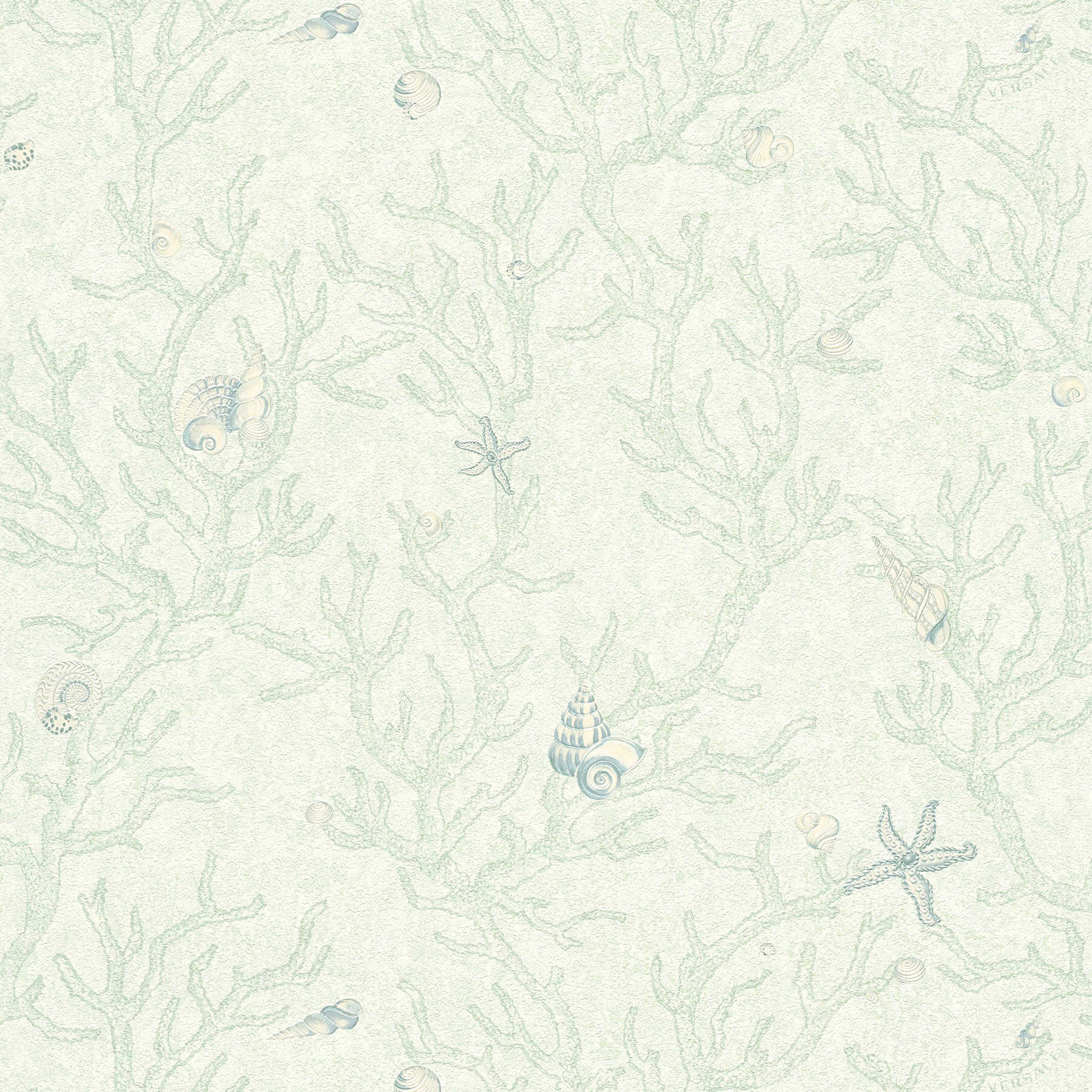 VERSACE non-woven wallpaper coral & starfish pattern - green
