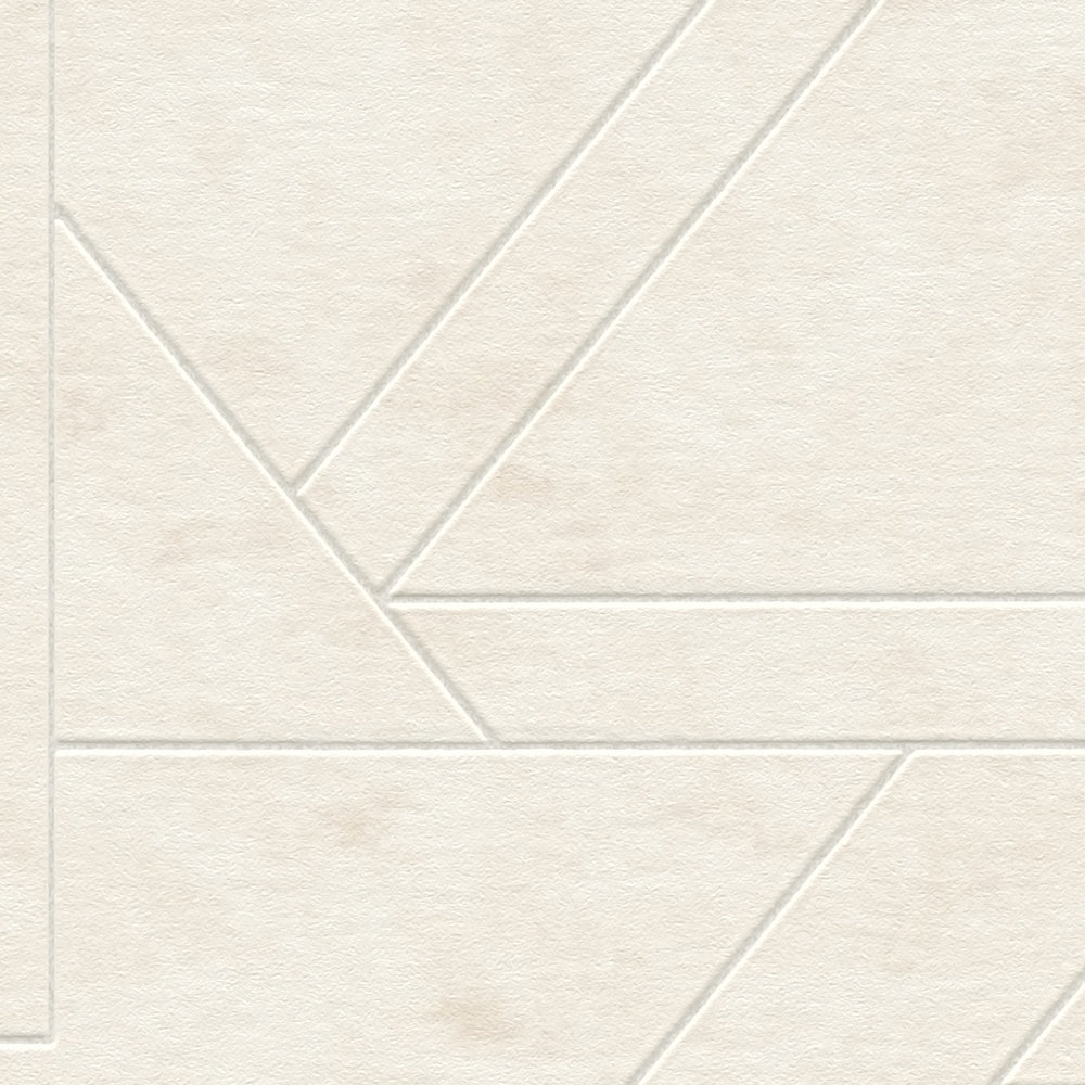             Non-woven wallpaper with graphic line pattern - cream, white, silver
        