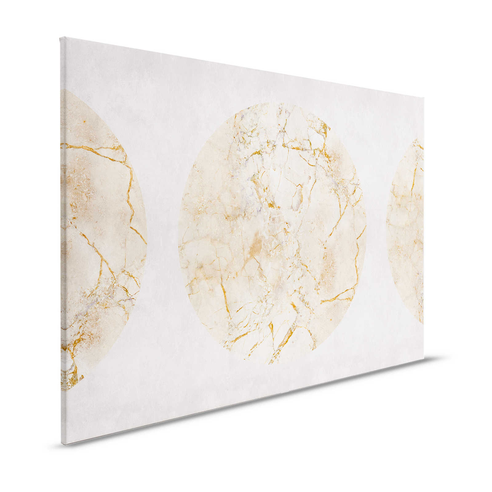 Venus 1 - Canvas painting golden marble with circle motif & plaster look - 1.20 m x 0.80 m
