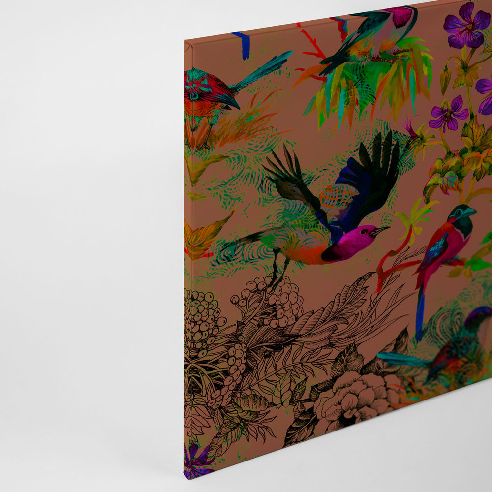             Canvas Schilderij van vogels in kleurrijke collagestijl - 0,90 m x 0,60 m
        