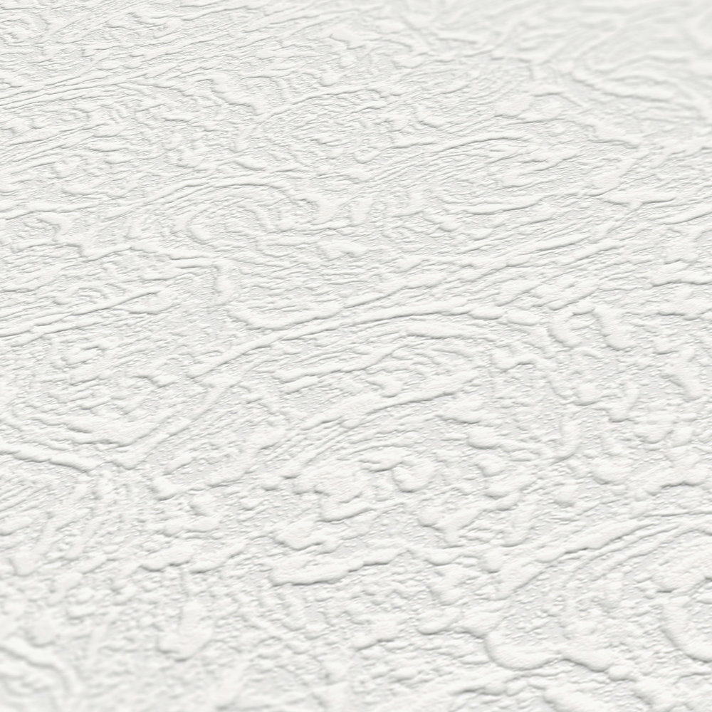            Papel pintado con estructura de espuma en aspecto de yeso - blanco
        