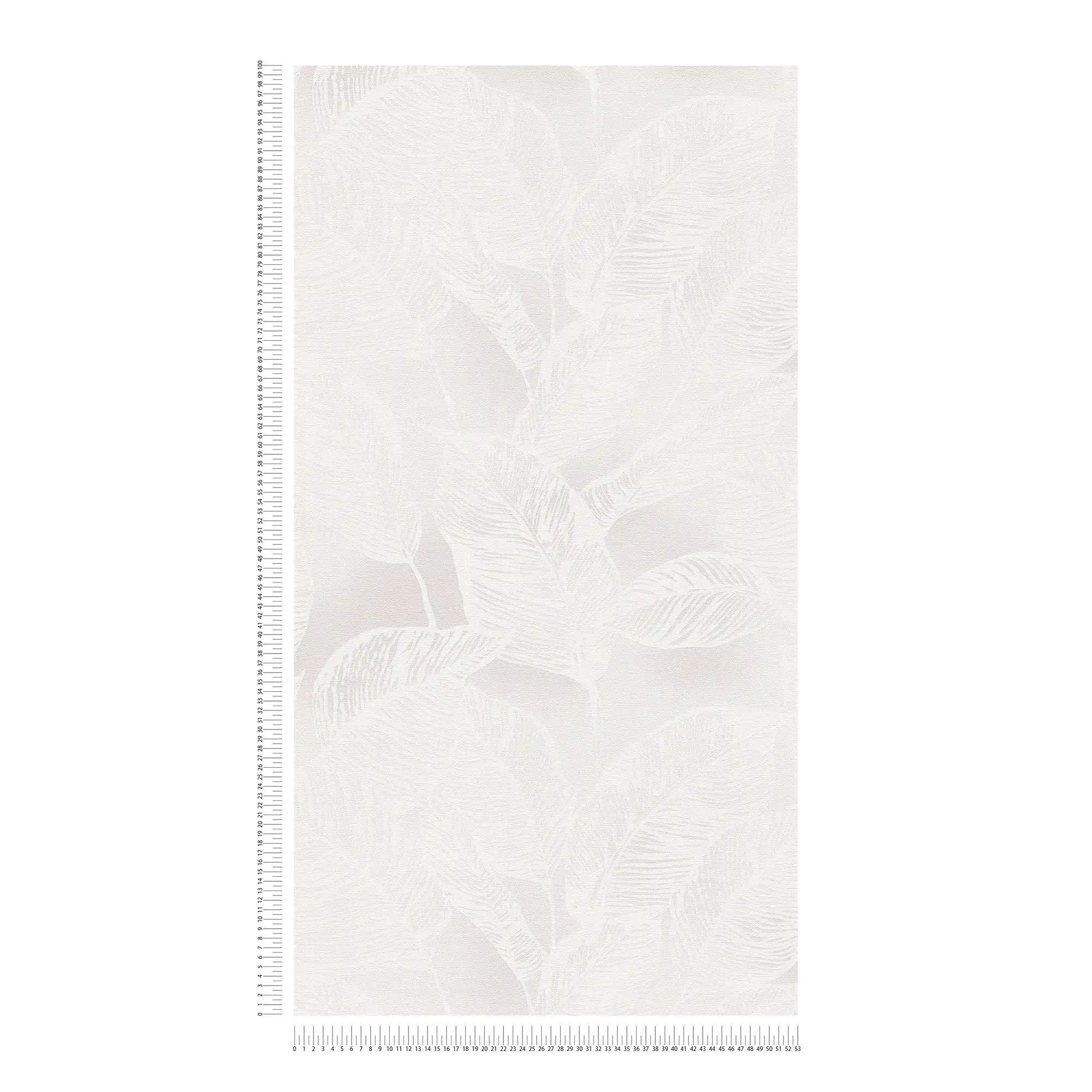             Non-woven wallpaper with leaves PVC-free - white, grey
        
