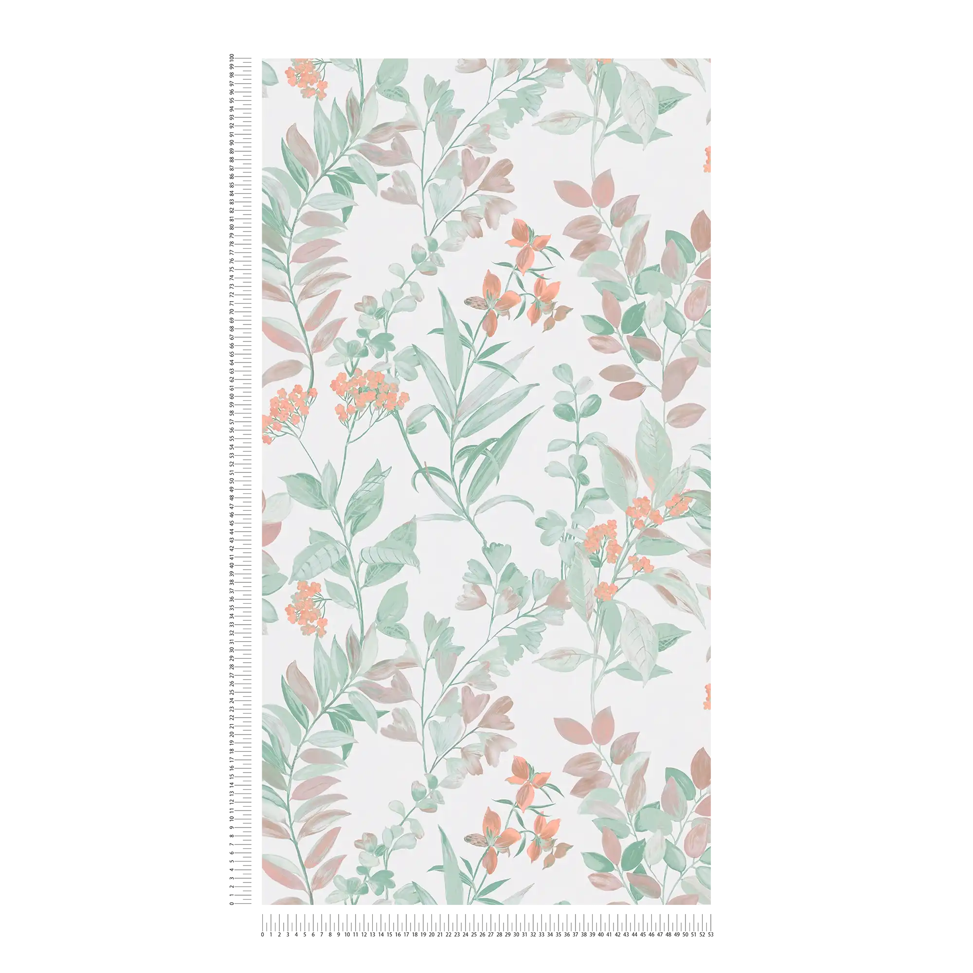             Papier peint intissé avec motif à fleurs - multicolore, vert, blanc
        