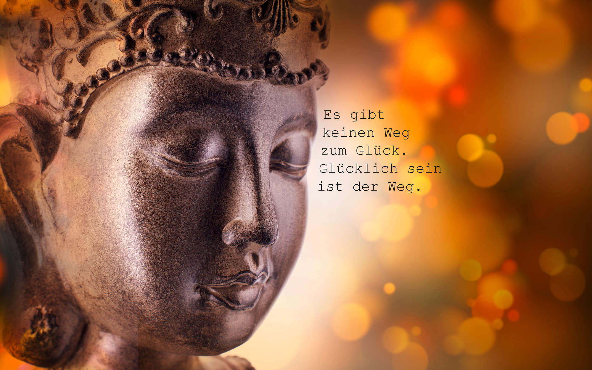             Fotomural Buda con letras de la felicidad - tejido no tejido liso de alta calidad
        