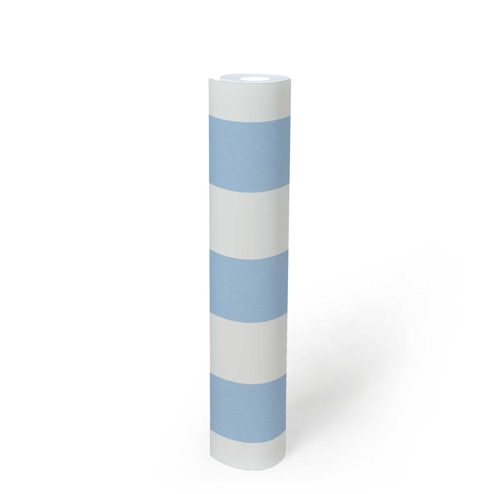             Carta da parati cameretta ragazzo a righe verticali - blu, bianco
        