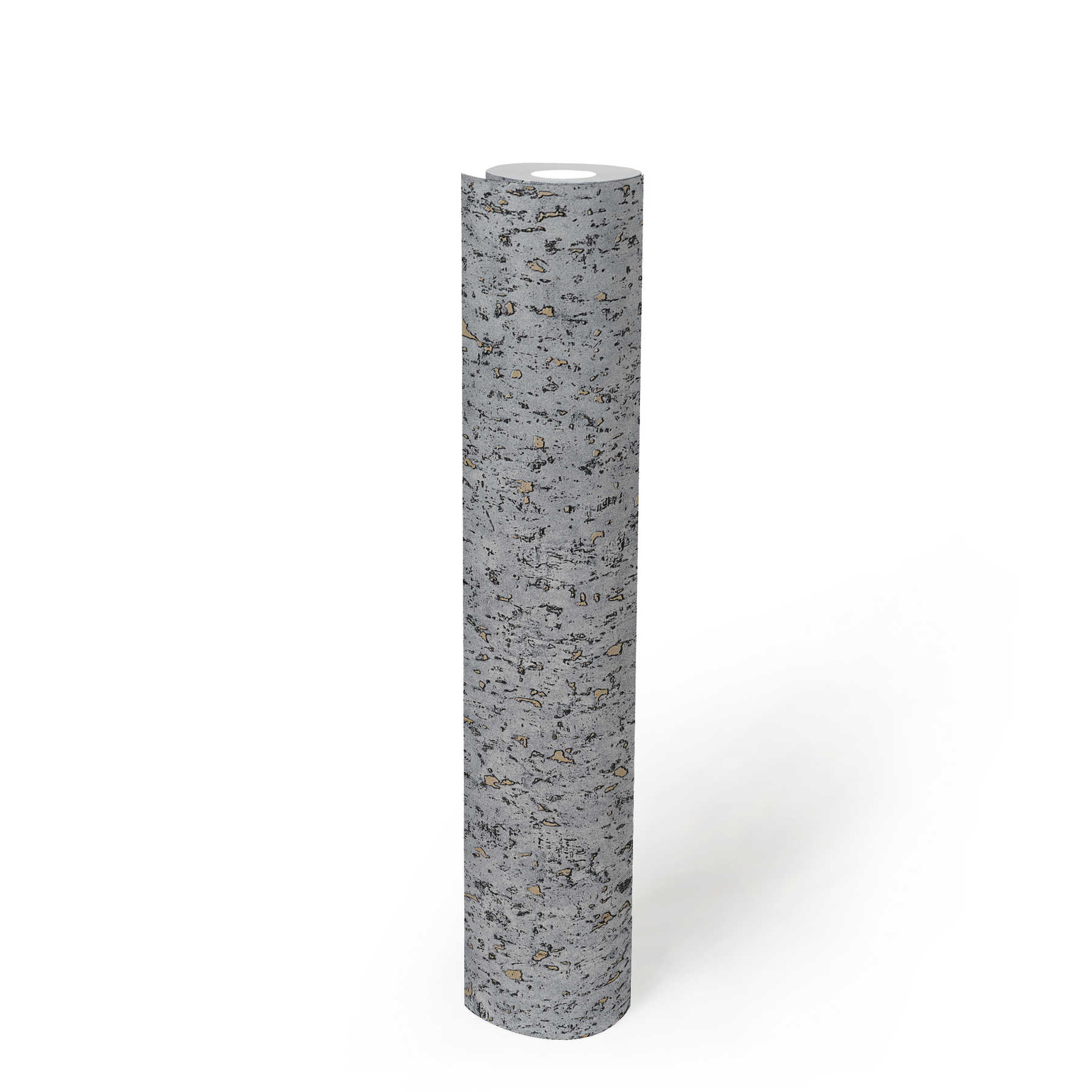             Wallpaper cork structure with metallic accent - grey, gold, black
        
