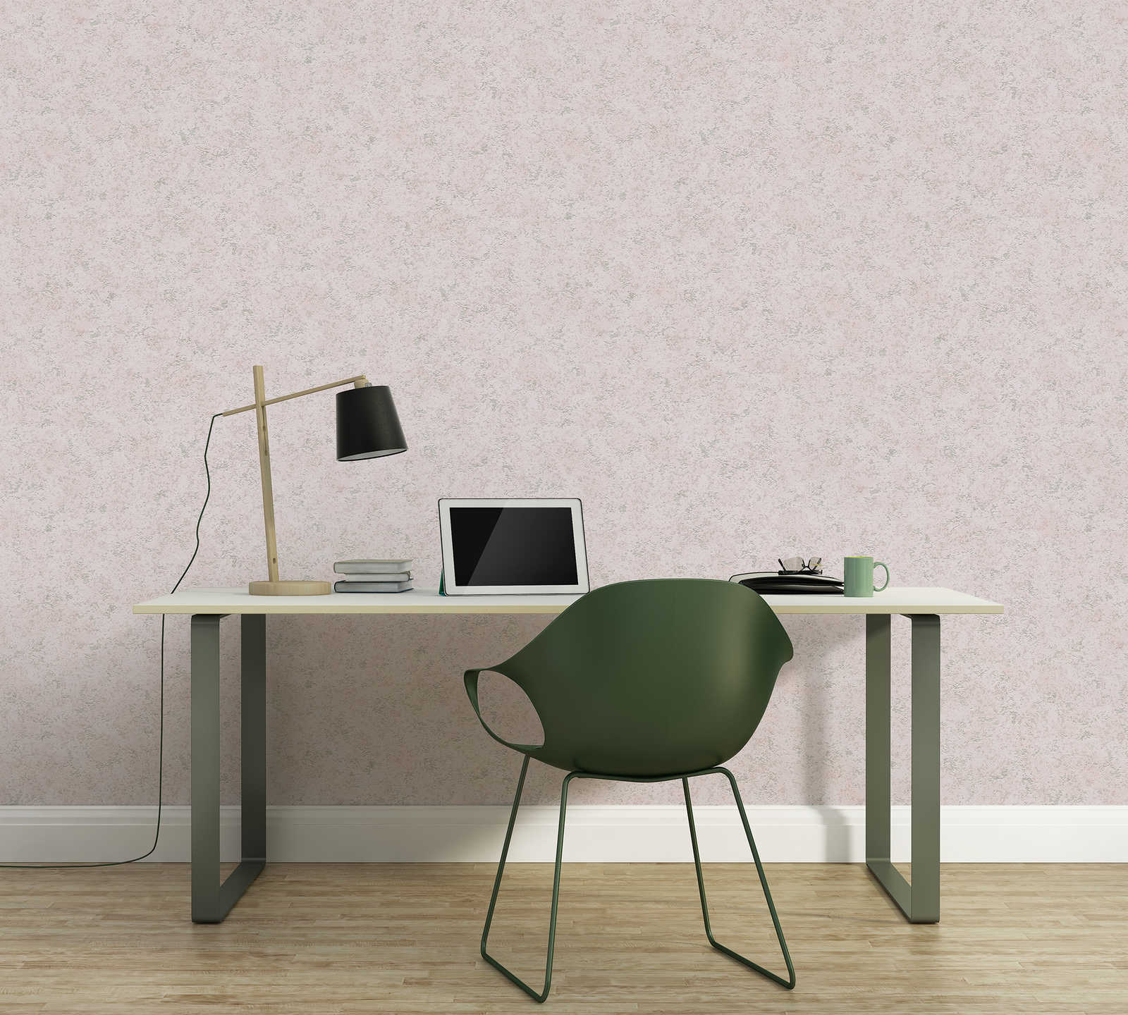             Papier peint intissé avec motifs structurés aspect plâtre - rose
        