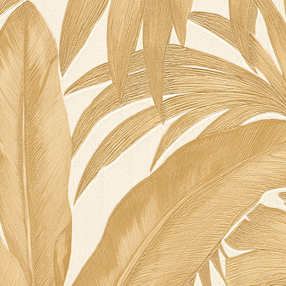            Papel pintado VERSACE con palmeras y efecto dorado - crema, metálico
        