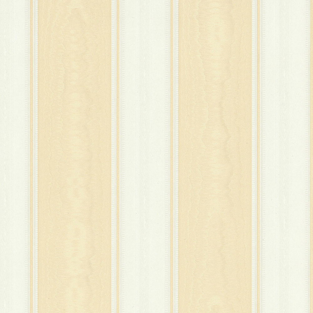             Papel pintado a rayas con efecto moiré de seda - beige, blanco
        
