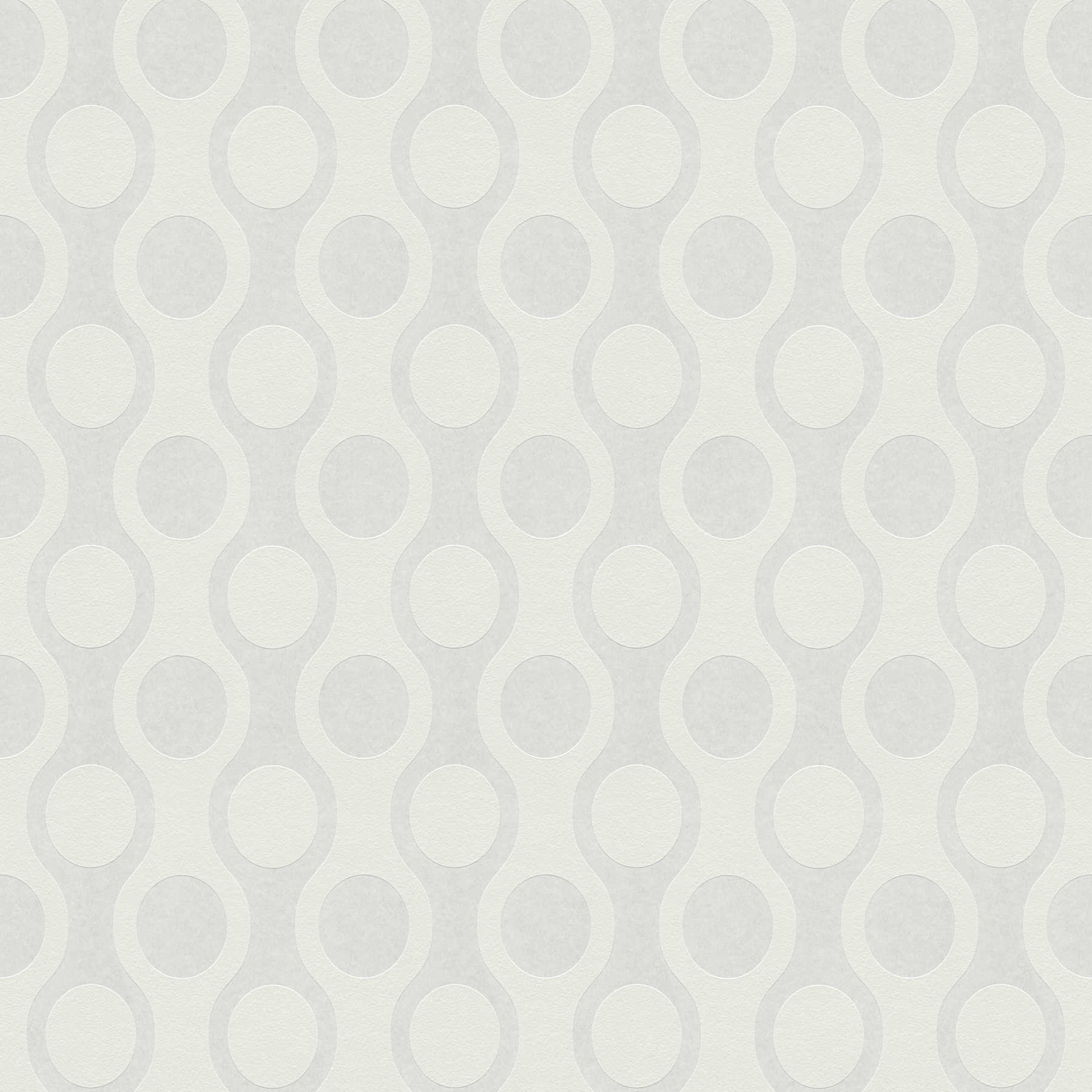 Paintable wallpaper with 60s retro circle pattern - white
