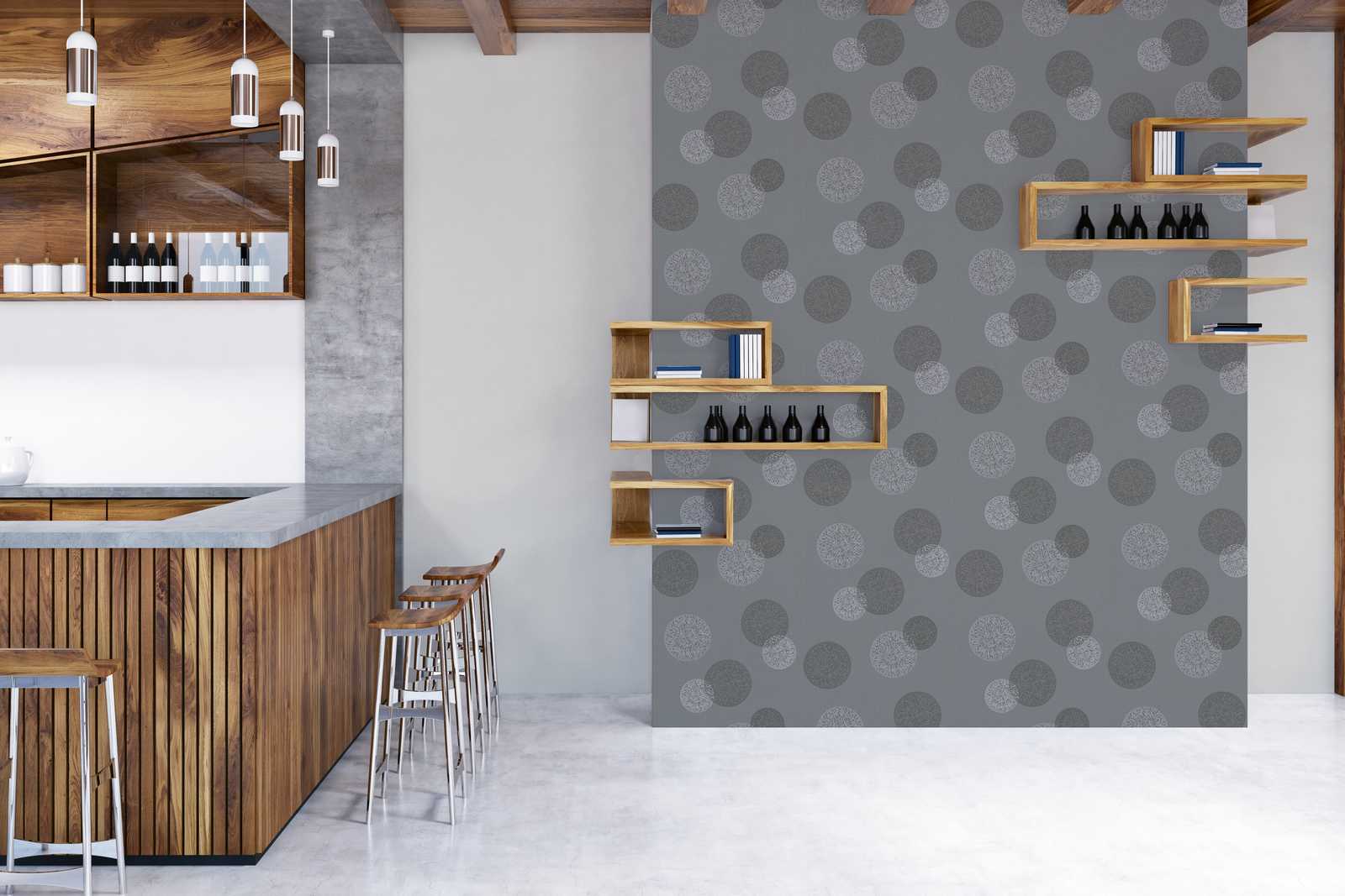             Papier peint salon avec motif circulaire moderne - gris
        