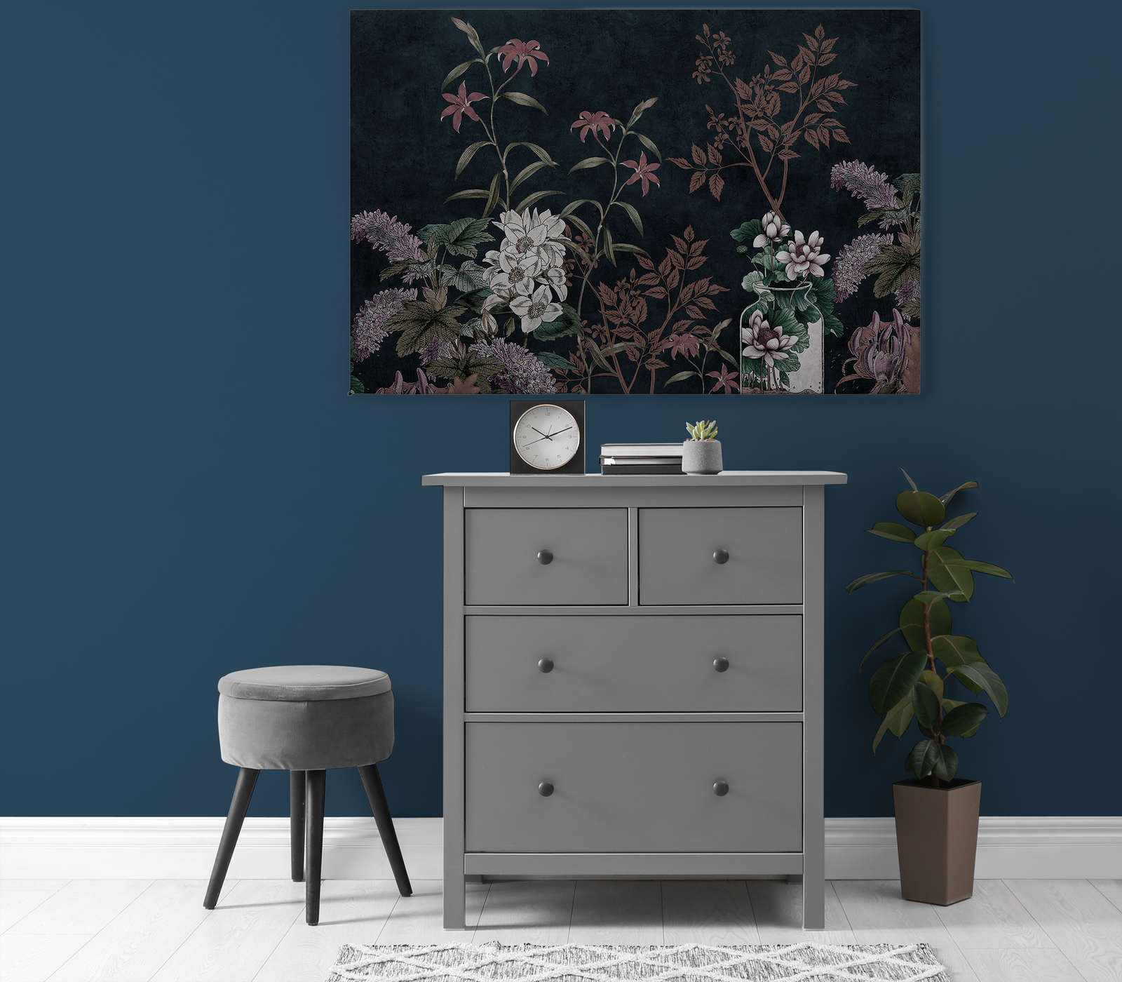             Dark Room 2 - Toile noire Botanical Muster Rosa - 1,20 m x 0,80 m
        
