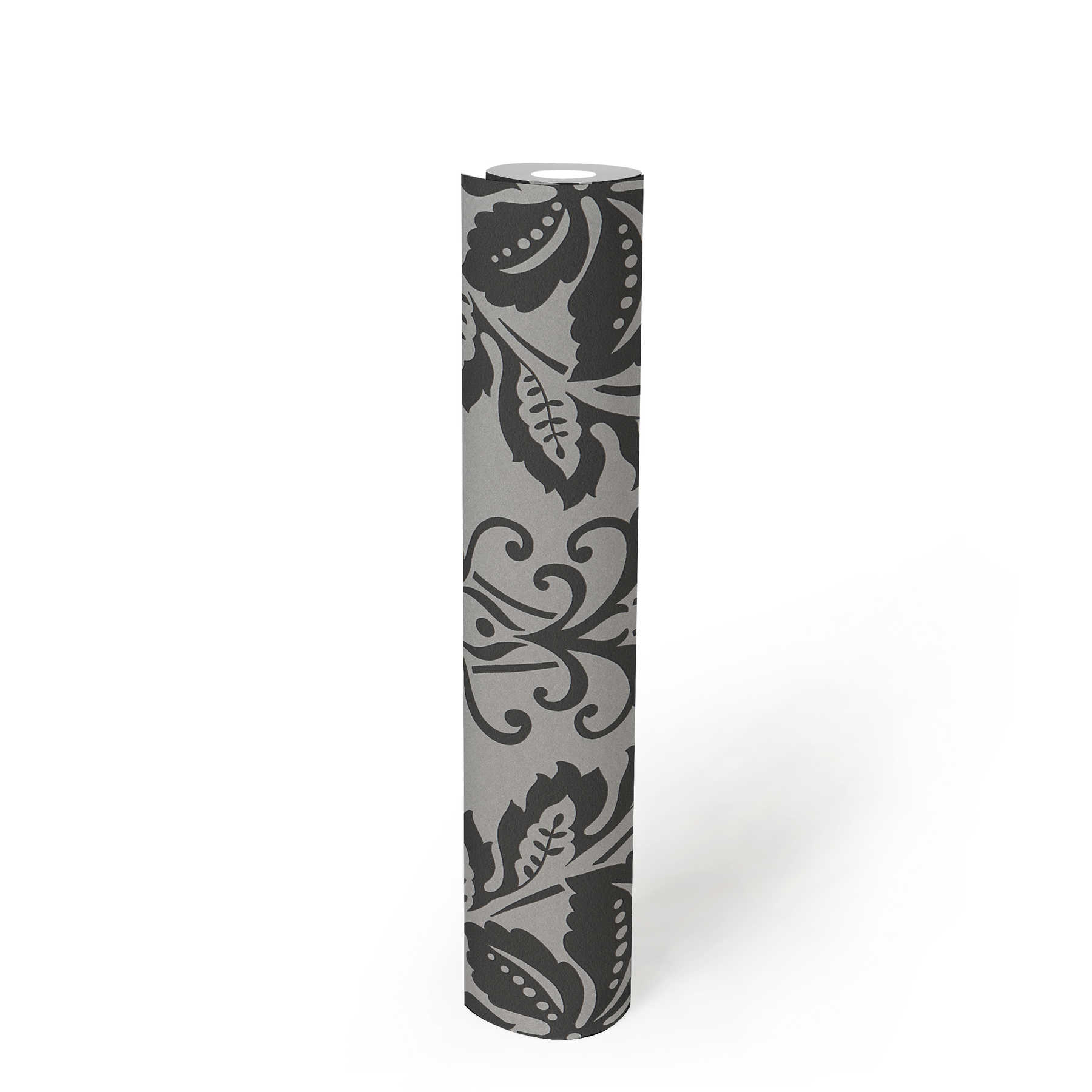             Papier peint néo-classique Ornament, floral - gris, noir
        