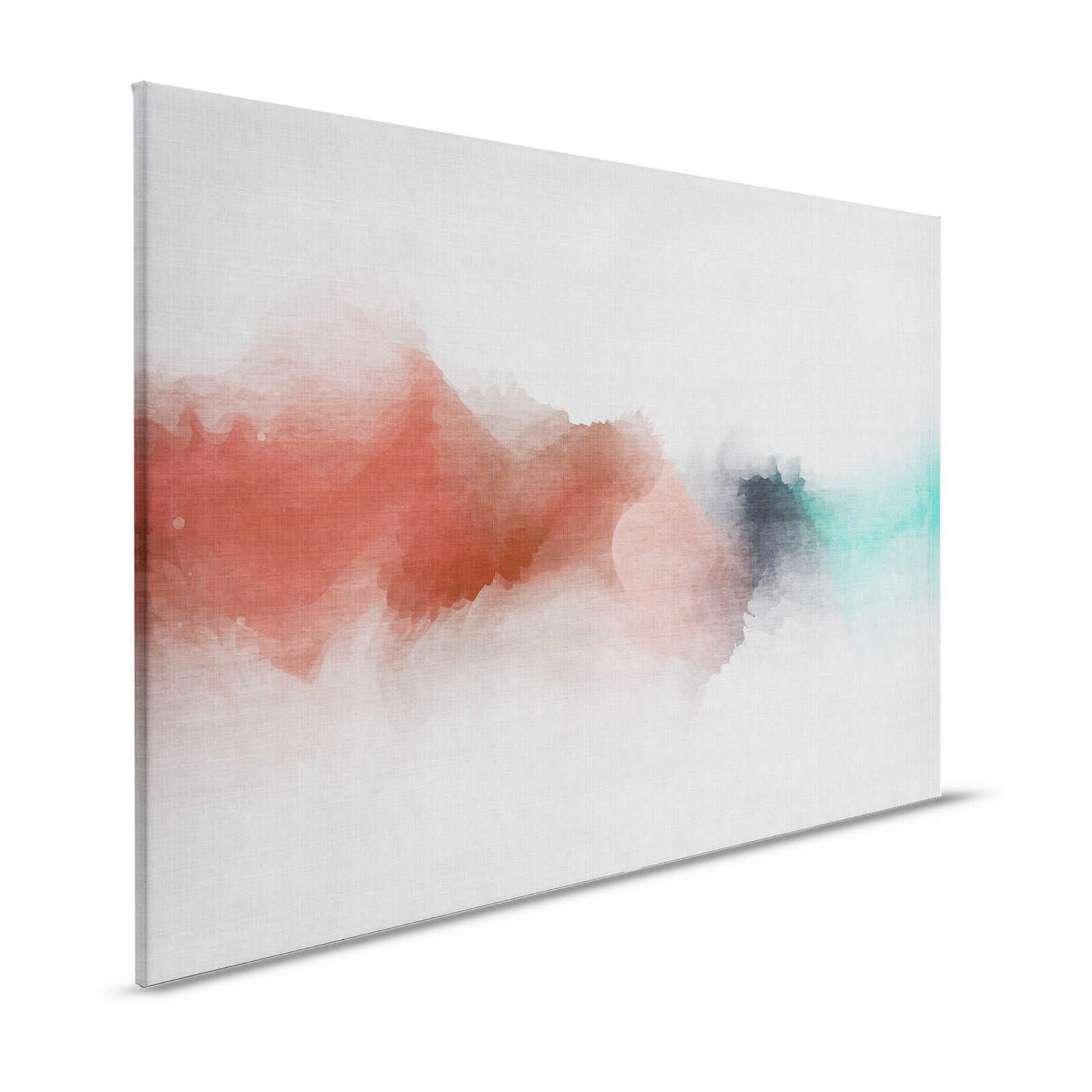 Daydream 2 - Canvas painting in natural linen look with watercolour style colour stain - 1.20 m x 0.80 m
