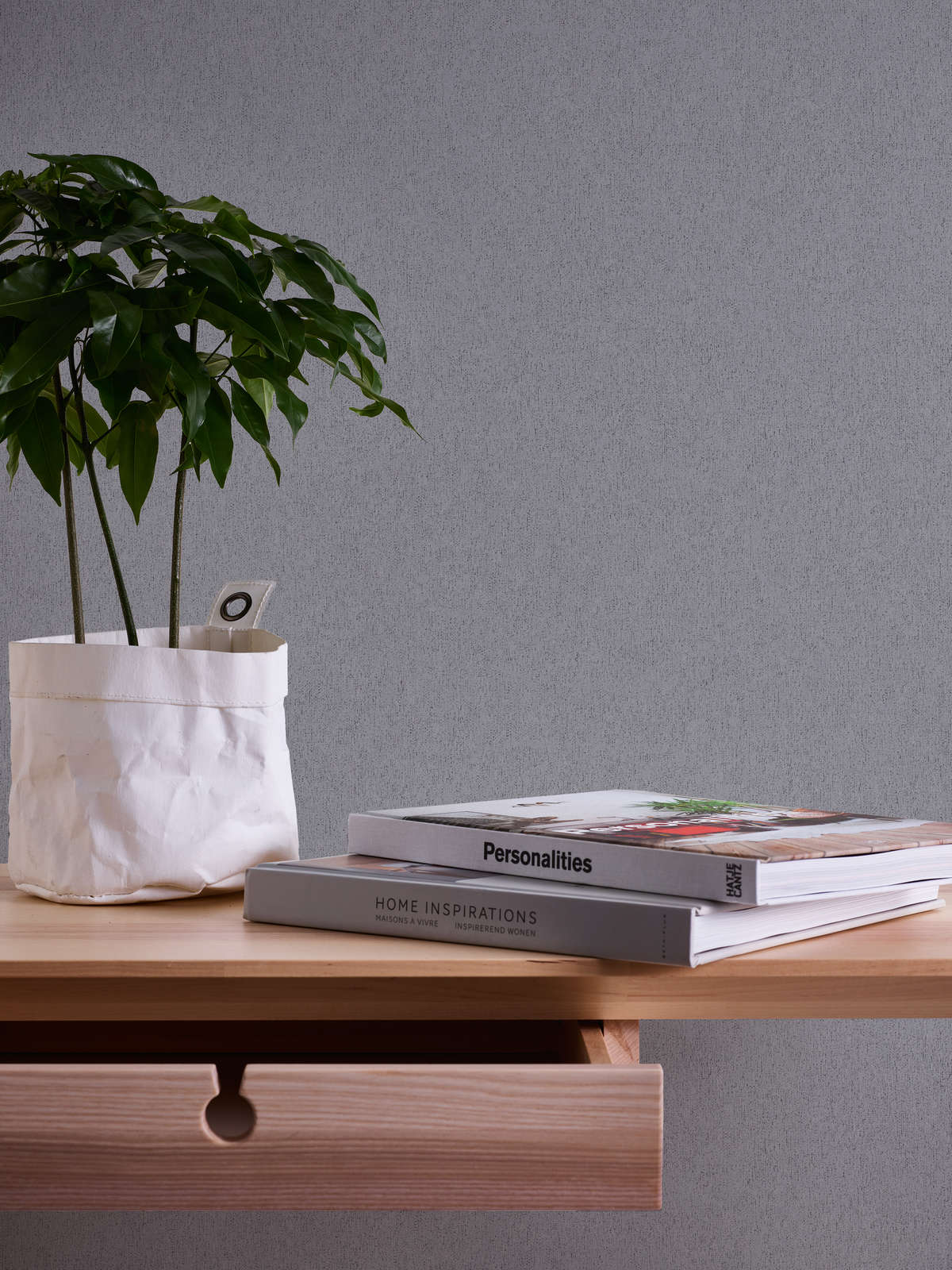             Smooth non-woven wallpaper in textured look - grey, dark grey
        