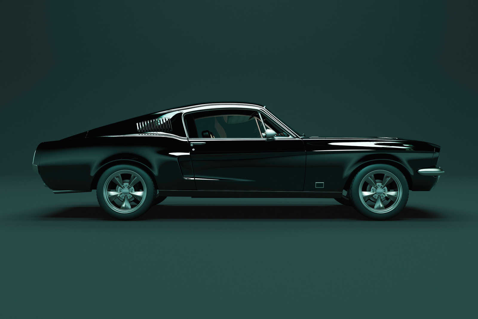             Mustang 1 - Cuadro en lienzo, vista lateral Mustang, vintage - 0,90 m x 0,60 m
        