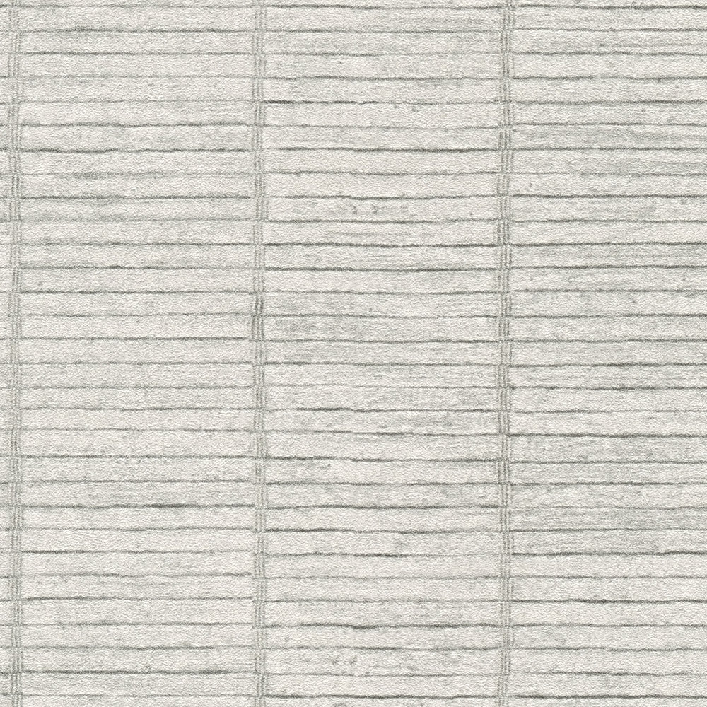             Papel pintado no tejido con aspecto de tabique de bambú en estilo japandi - gris
        