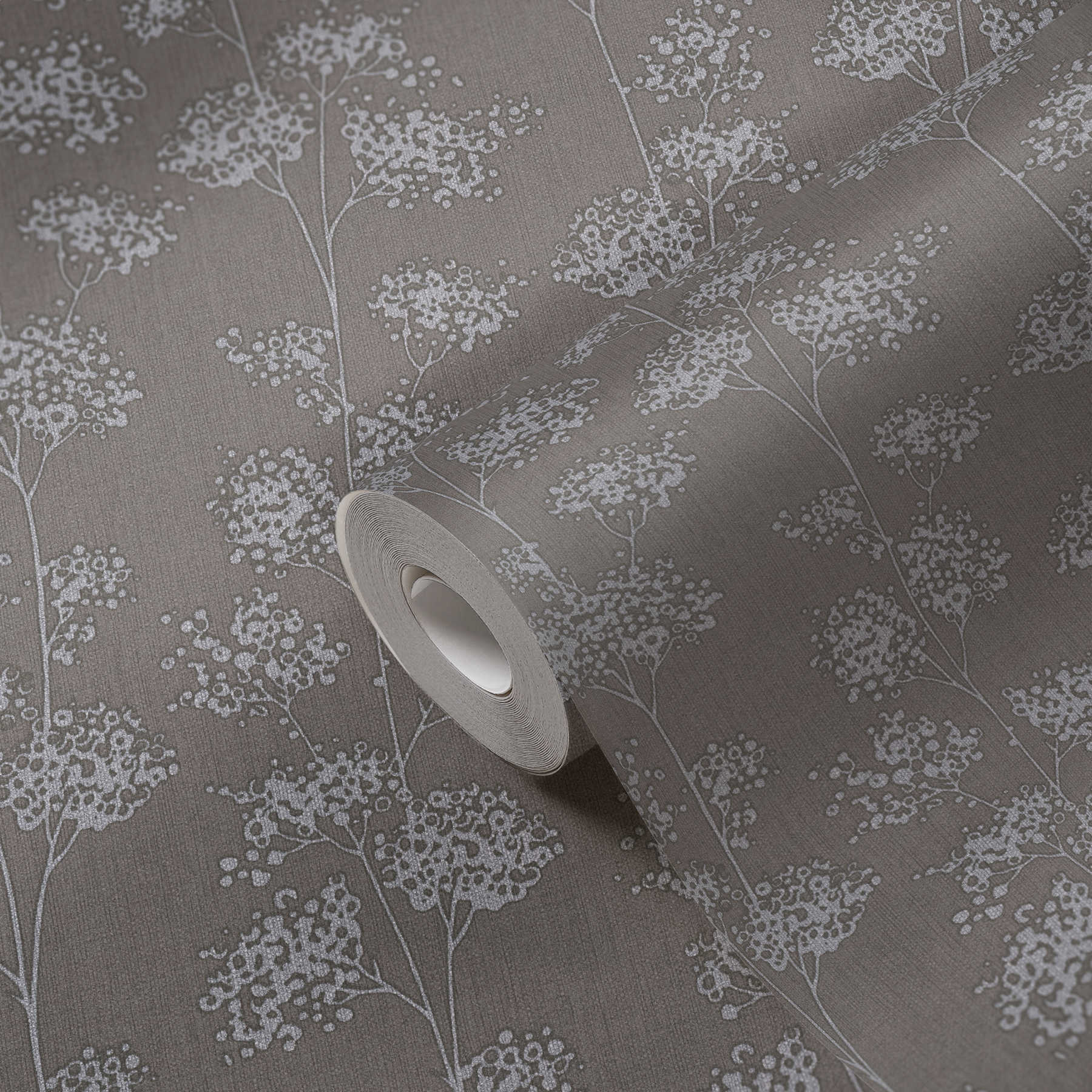             Linen optics wallpaper country style & nature motif - Brown, Metallic
        