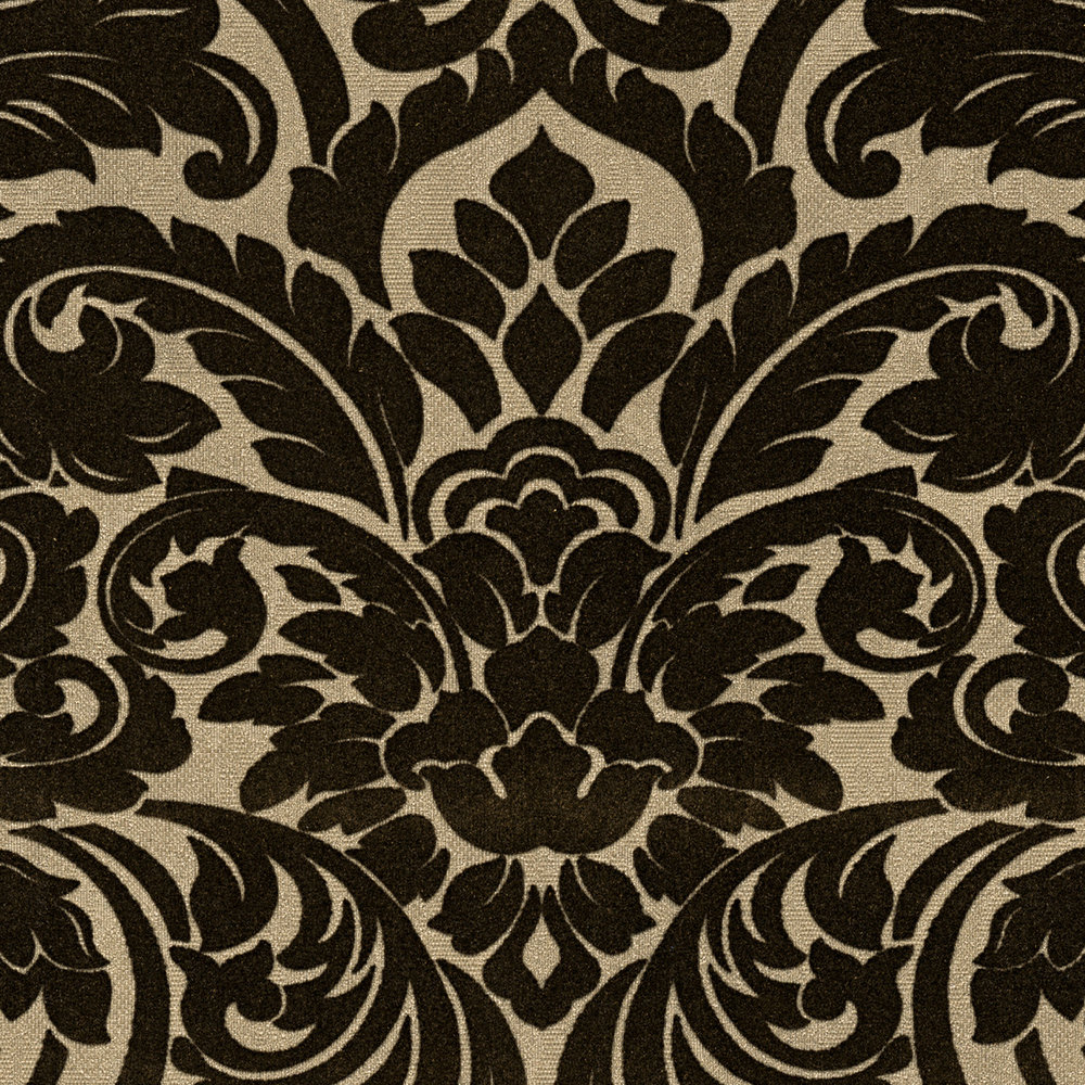             Barok behang met textiel gevoel & goud effect - zwart
        