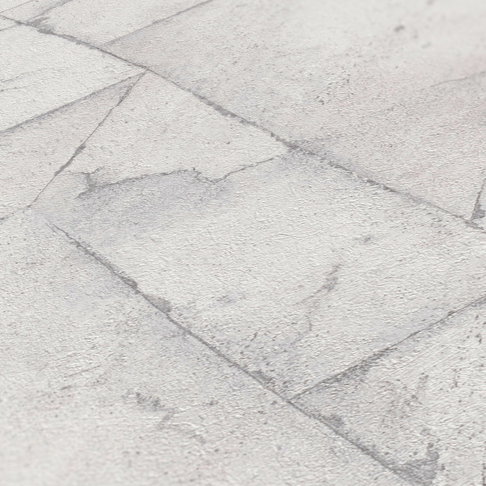             Patroonbehang beton used look & rustiek - grijs, wit
        