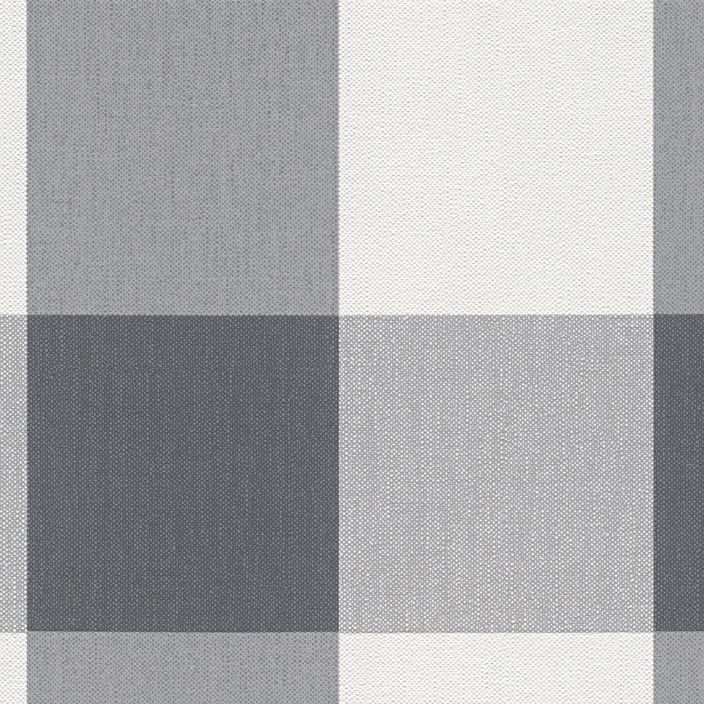             Carta da parati a scacchiera con aspetto tessile in colori armoniosi - bianco, grigio
        