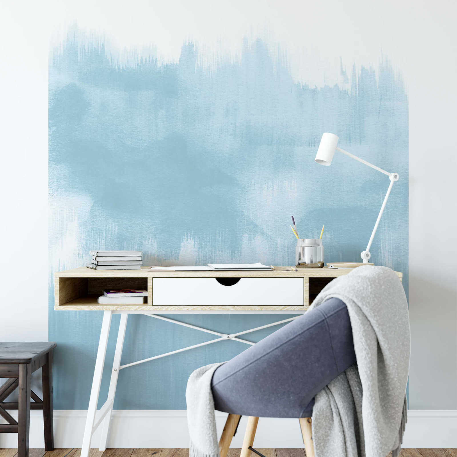             Photo wallpaper narrow brush strokes baby blue
        