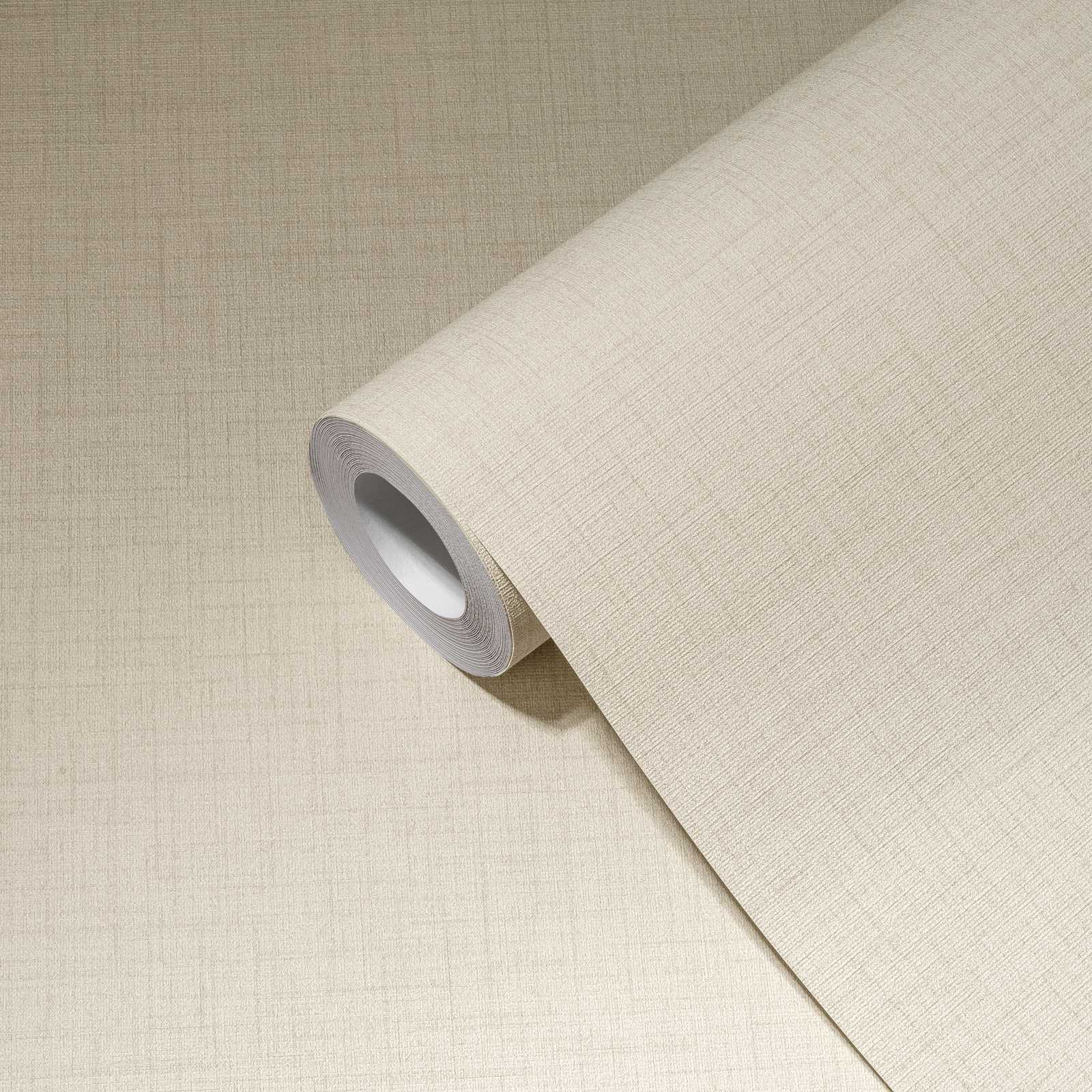             Papier peint uni Beige avec structure textile - Gris
        