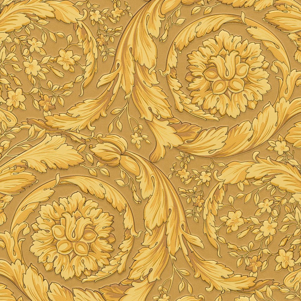             VERSACE behang met decoratief bloemenpatroon - goud
        