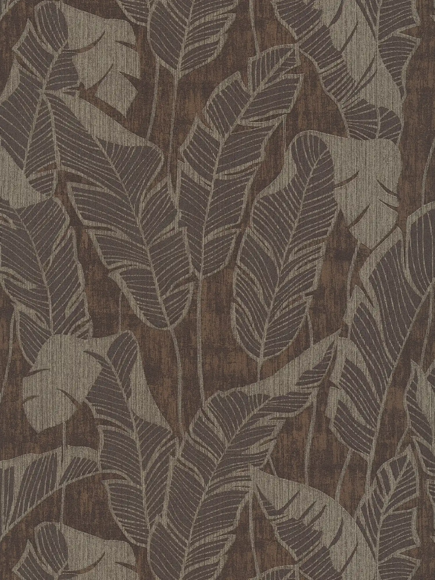 Floral pattern wallpaper with jungle design - brown, grey, black
