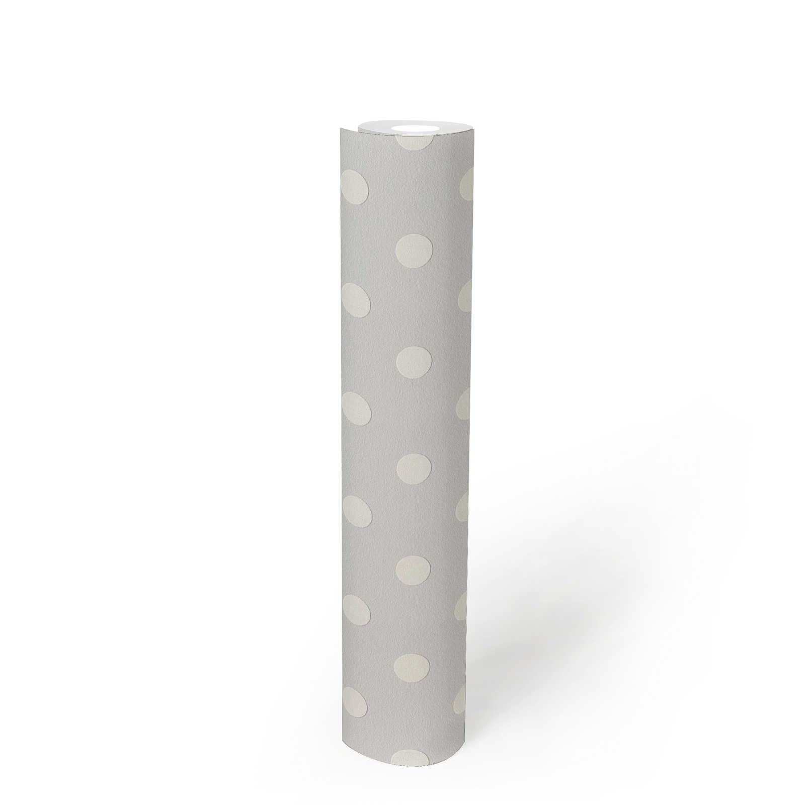             Polka dots design behang - grijs, wit
        