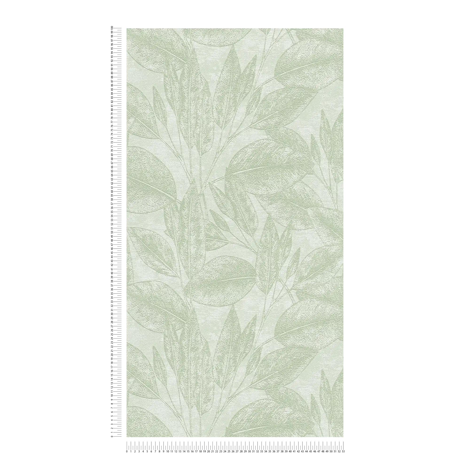             Carta da parati in tessuto non tessuto naturale con foglie e motivo strutturato - verde
        